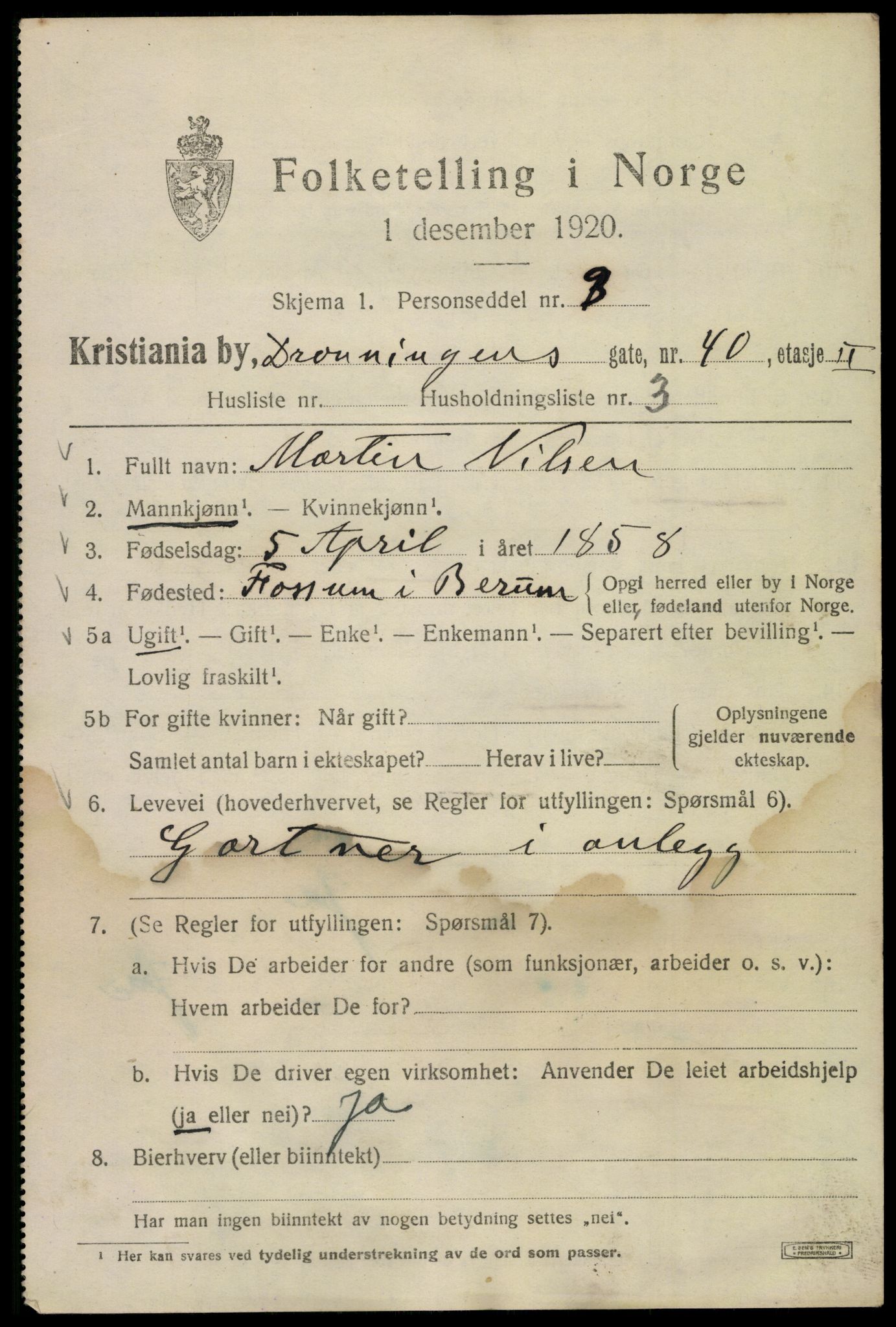 SAO, 1920 census for Kristiania, 1920, p. 203813