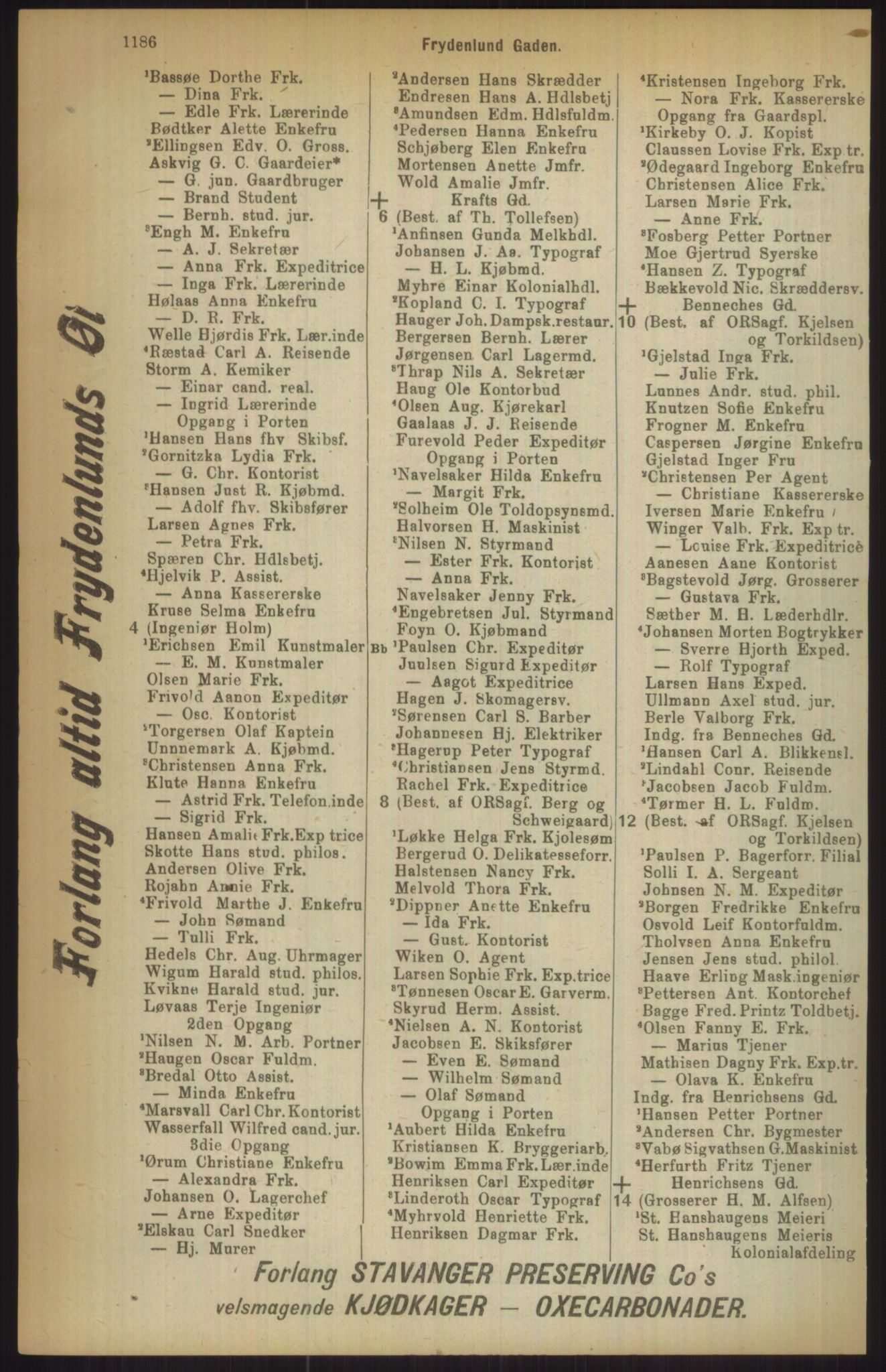 Kristiania/Oslo adressebok, PUBL/-, 1911, p. 1186