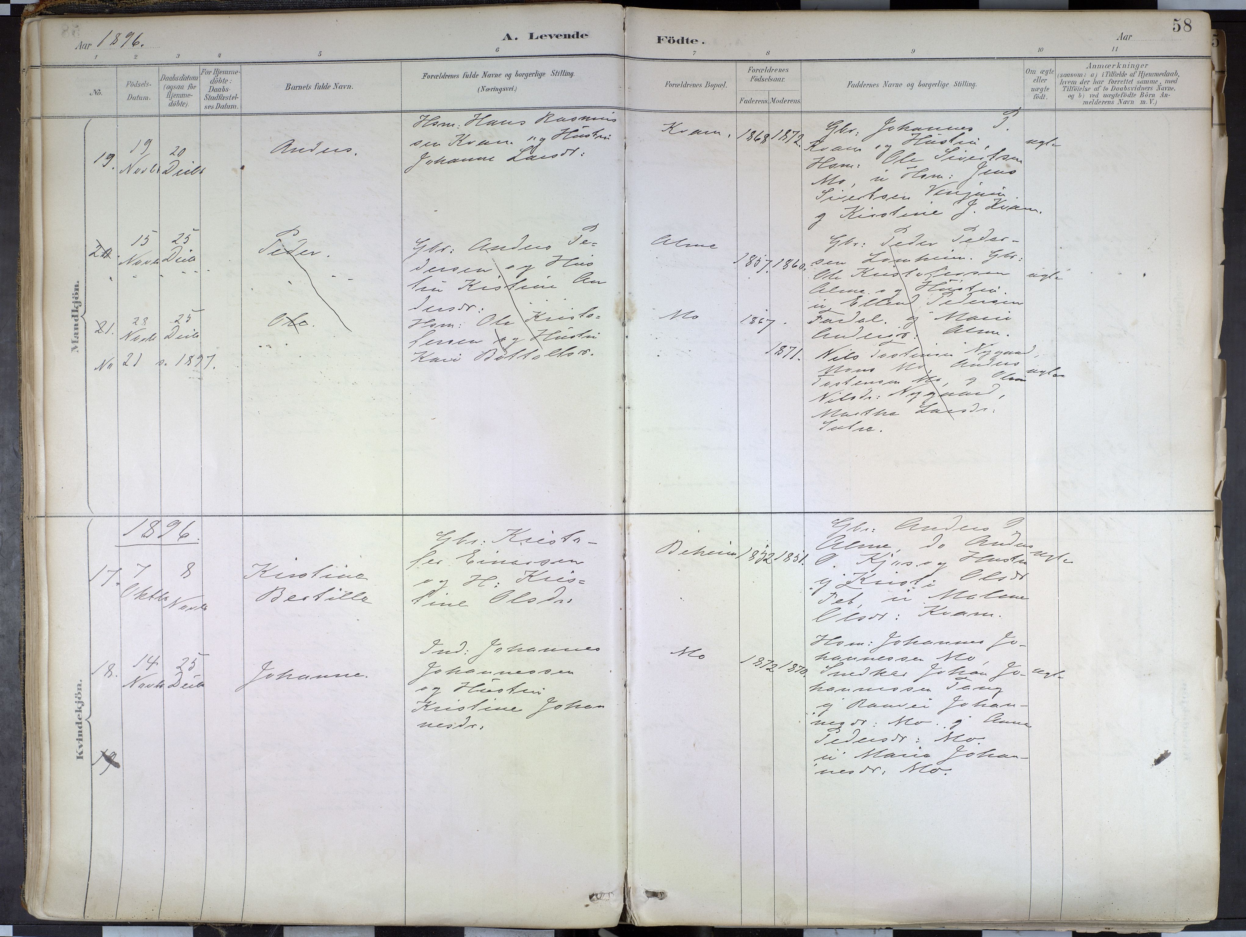 Hafslo sokneprestembete, AV/SAB-A-80301/H/Haa/Haab/L0001: Parish register (official) no. B 1, 1886-1945, p. 58