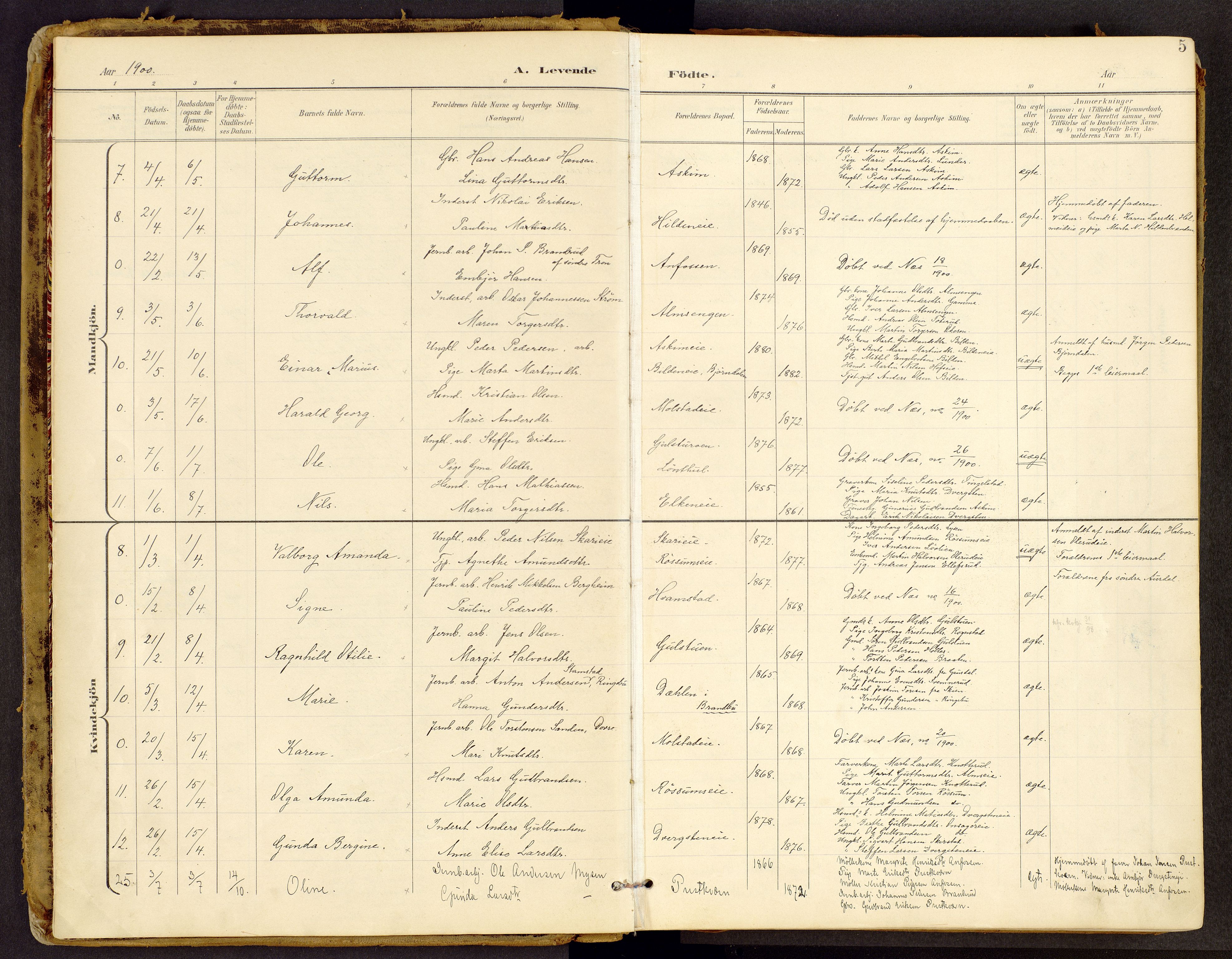 Brandbu prestekontor, AV/SAH-PREST-114/H/Ha/Haa/L0002: Parish register (official) no. 2, 1899-1914, p. 5