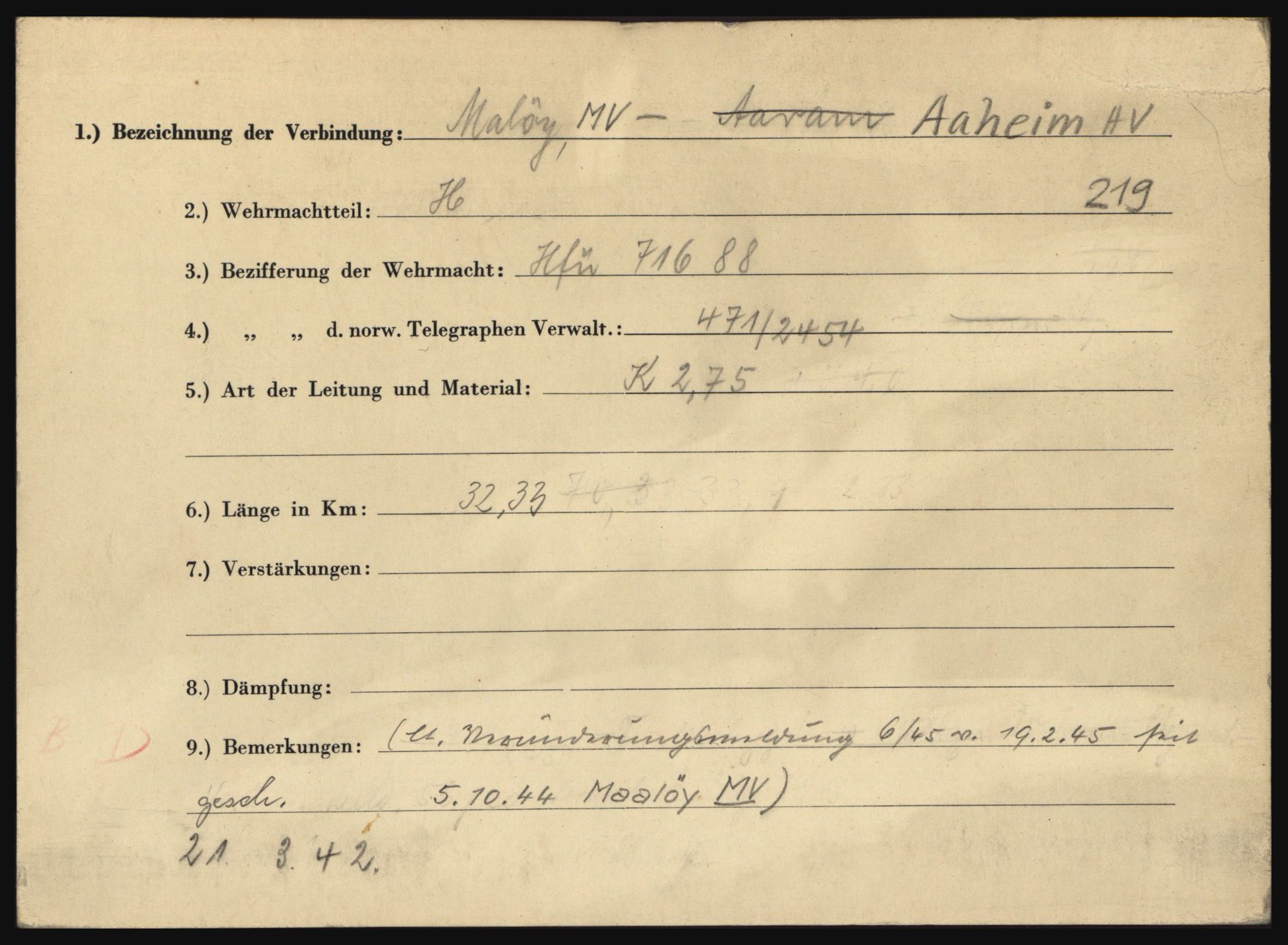 Tyske arkiver, Organisation Todt (OT), Einsatzgruppe Wiking, AV/RA-RAFA-2188/1/O/O12/L0005: Kartotek over tyske telefon- og fjernskriverlinjer i Norge, 1940-1945, p. 3