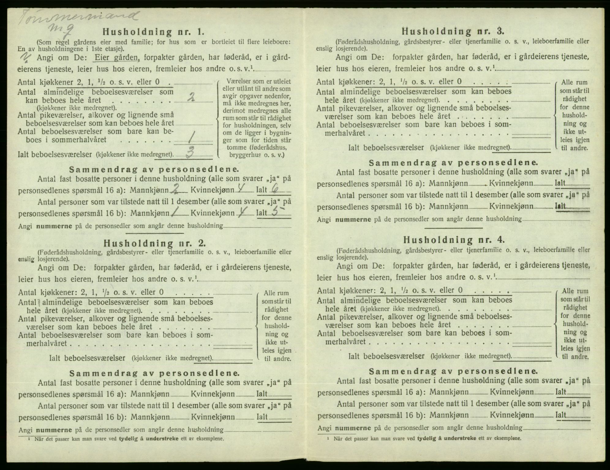 SAB, 1920 census for Fjelberg, 1920, p. 154