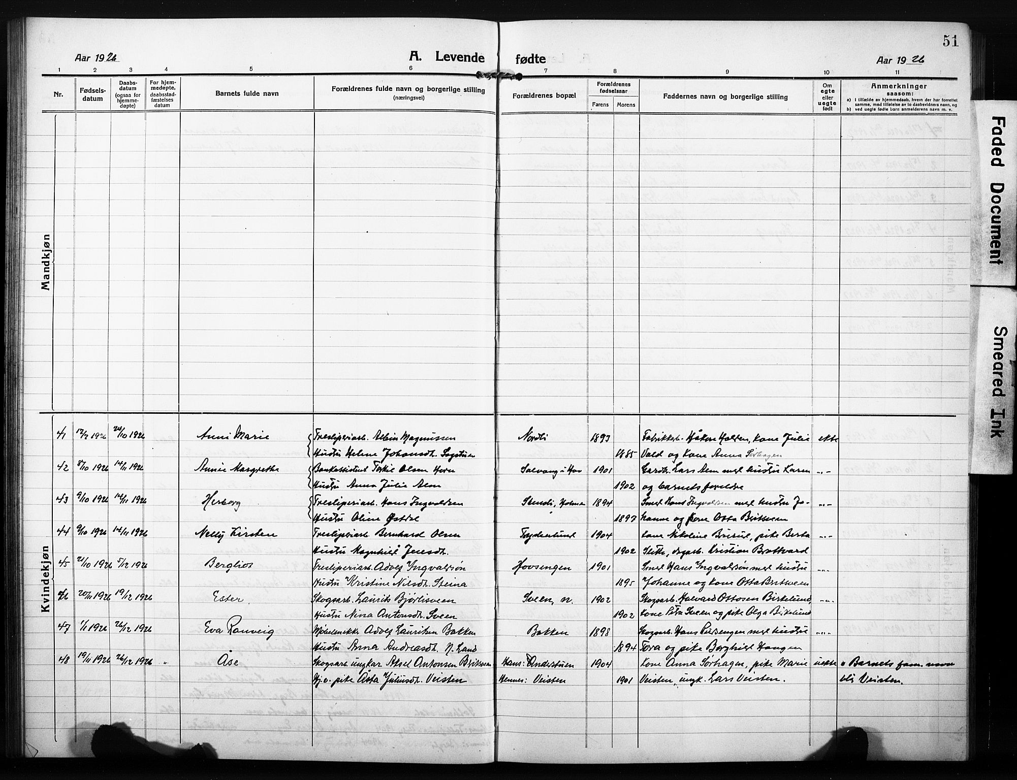 Søndre Land prestekontor, AV/SAH-PREST-122/L/L0007: Parish register (copy) no. 7, 1915-1932, p. 51