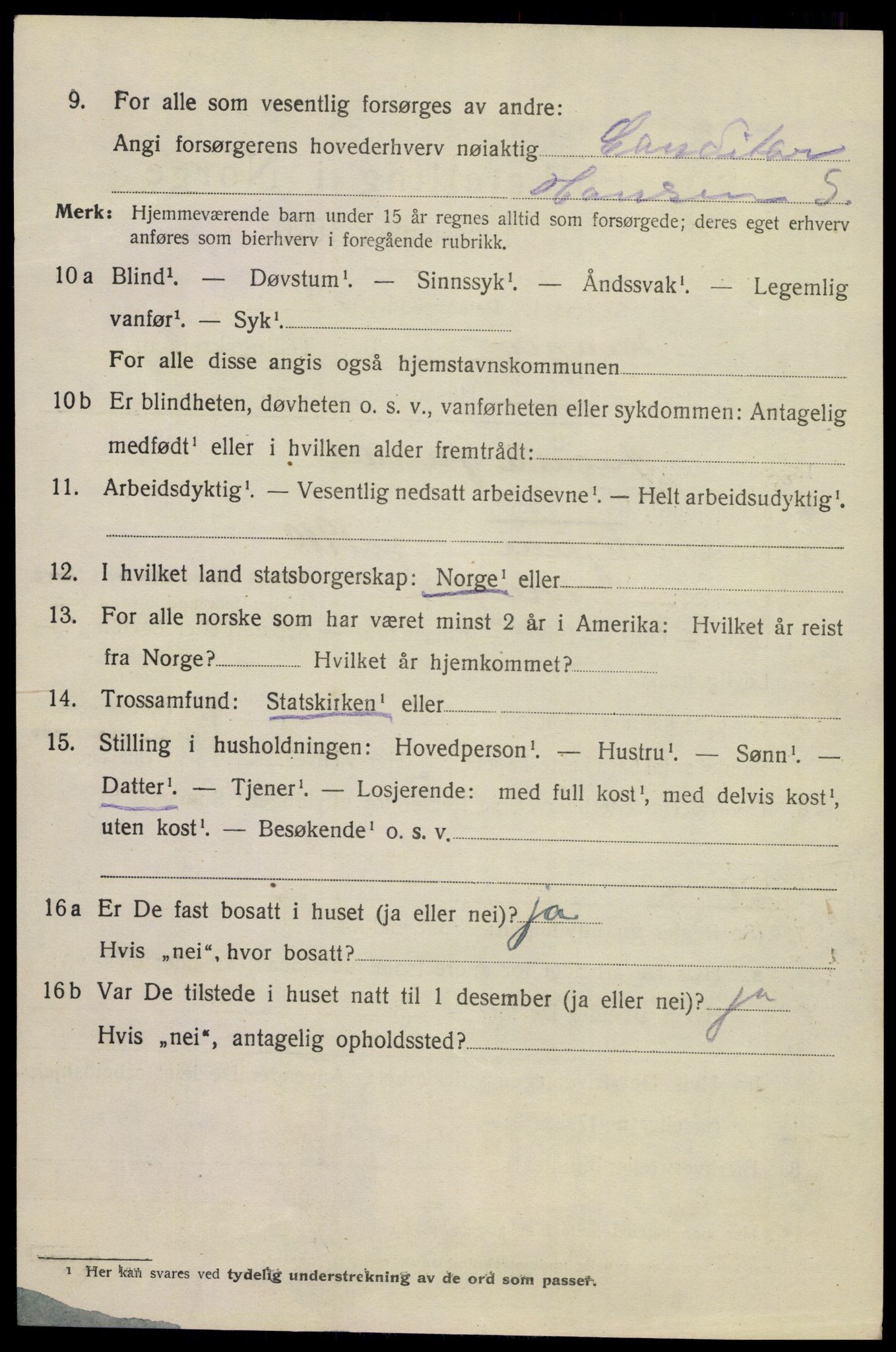 SAKO, 1920 census for Kragerø, 1920, p. 5292