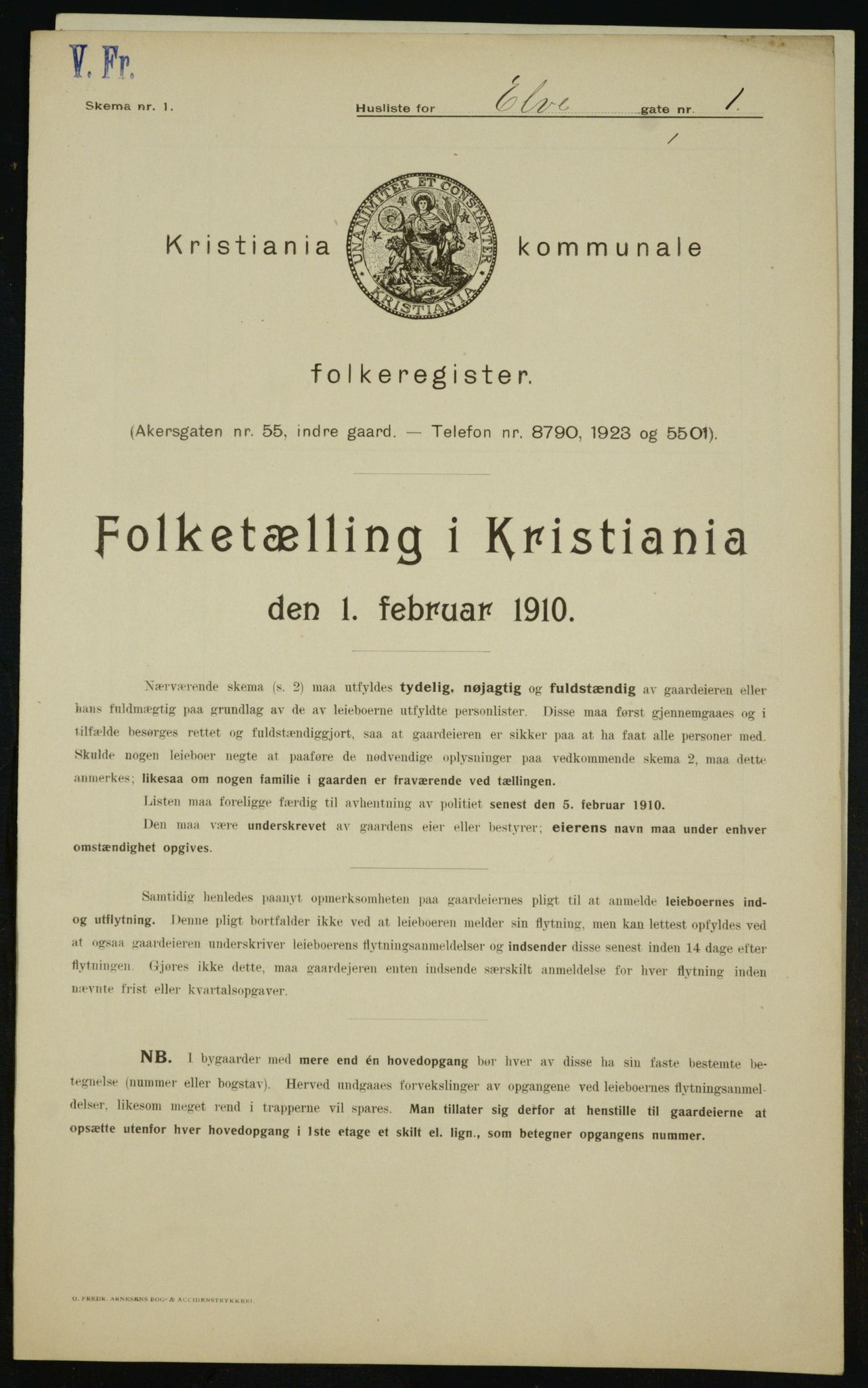 OBA, Municipal Census 1910 for Kristiania, 1910, p. 19096