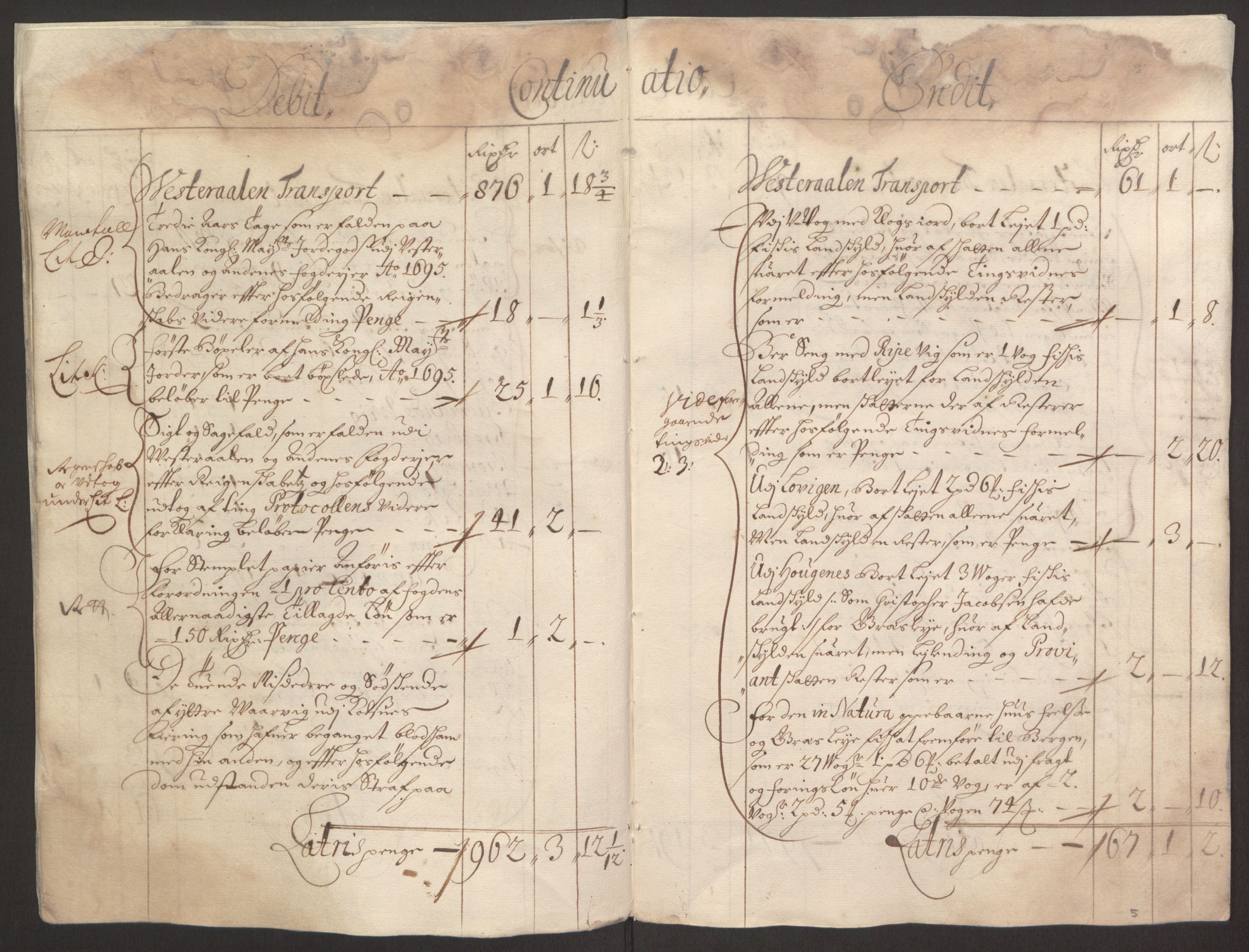 Rentekammeret inntil 1814, Reviderte regnskaper, Fogderegnskap, AV/RA-EA-4092/R67/L4677: Fogderegnskap Vesterålen, Andenes og Lofoten, 1694-1695, p. 173