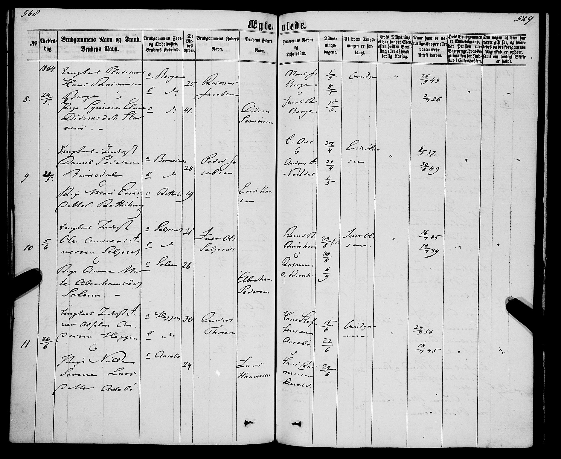 Eid sokneprestembete, SAB/A-82301/H/Haa/Haaa/L0009: Parish register (official) no. A 9, 1861-1868, p. 568-569