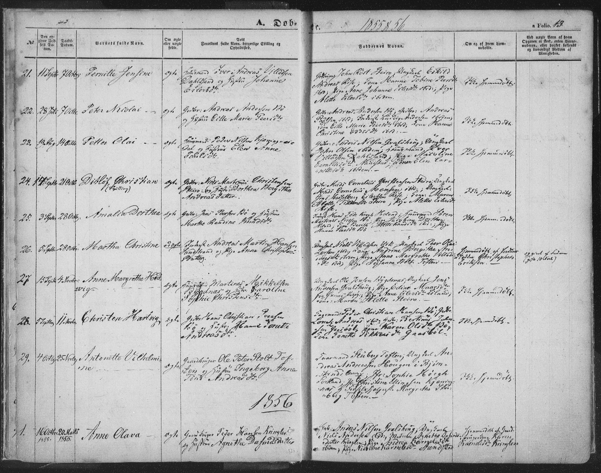 Ministerialprotokoller, klokkerbøker og fødselsregistre - Nordland, AV/SAT-A-1459/895/L1369: Parish register (official) no. 895A04, 1852-1872, p. 13