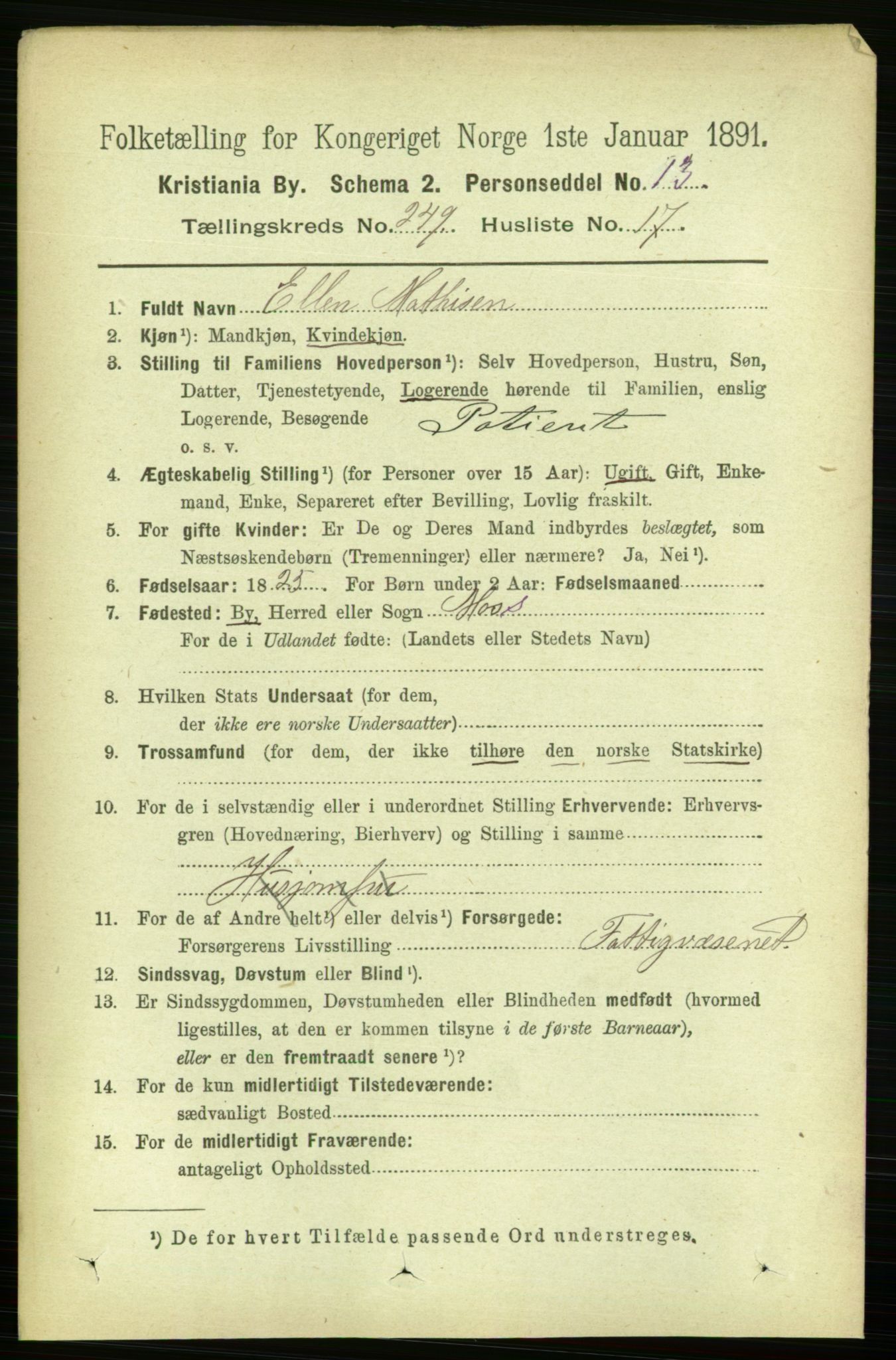 RA, 1891 census for 0301 Kristiania, 1891, p. 152664