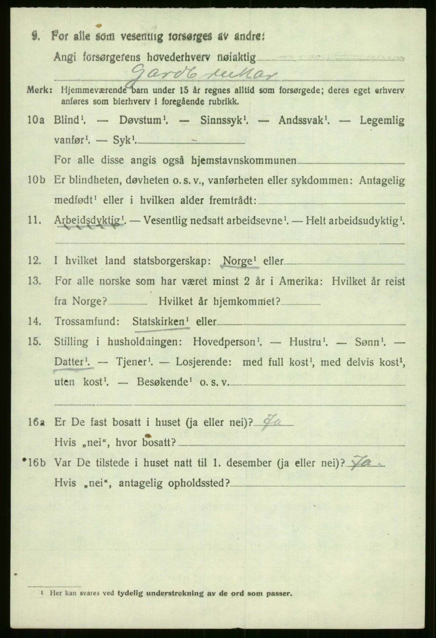 SAB, 1920 census for Evanger, 1920, p. 3644