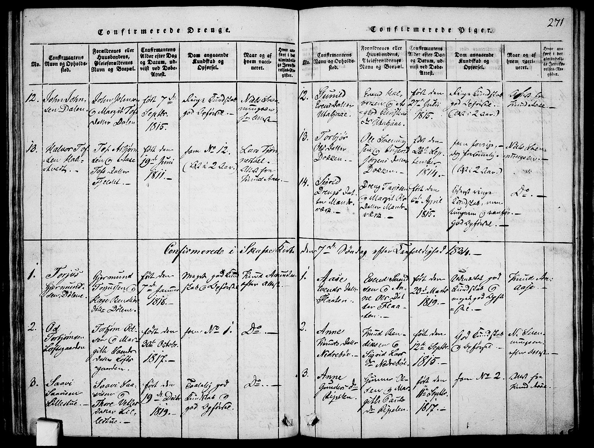 Mo kirkebøker, SAKO/A-286/F/Fa/L0004: Parish register (official) no. I 4, 1814-1844, p. 271