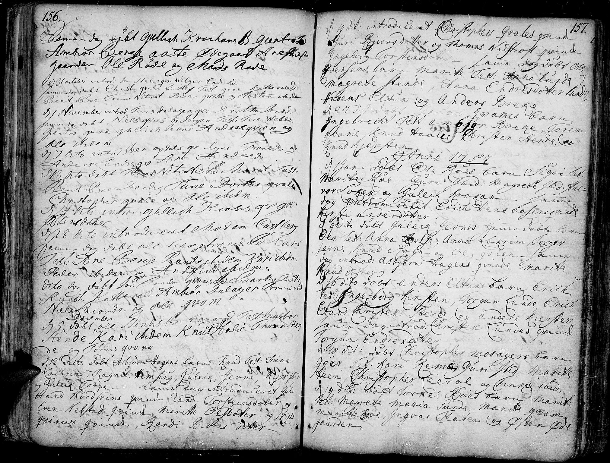 Vang prestekontor, Valdres, SAH/PREST-140/H/Ha/L0001: Parish register (official) no. 1, 1730-1796, p. 156-157