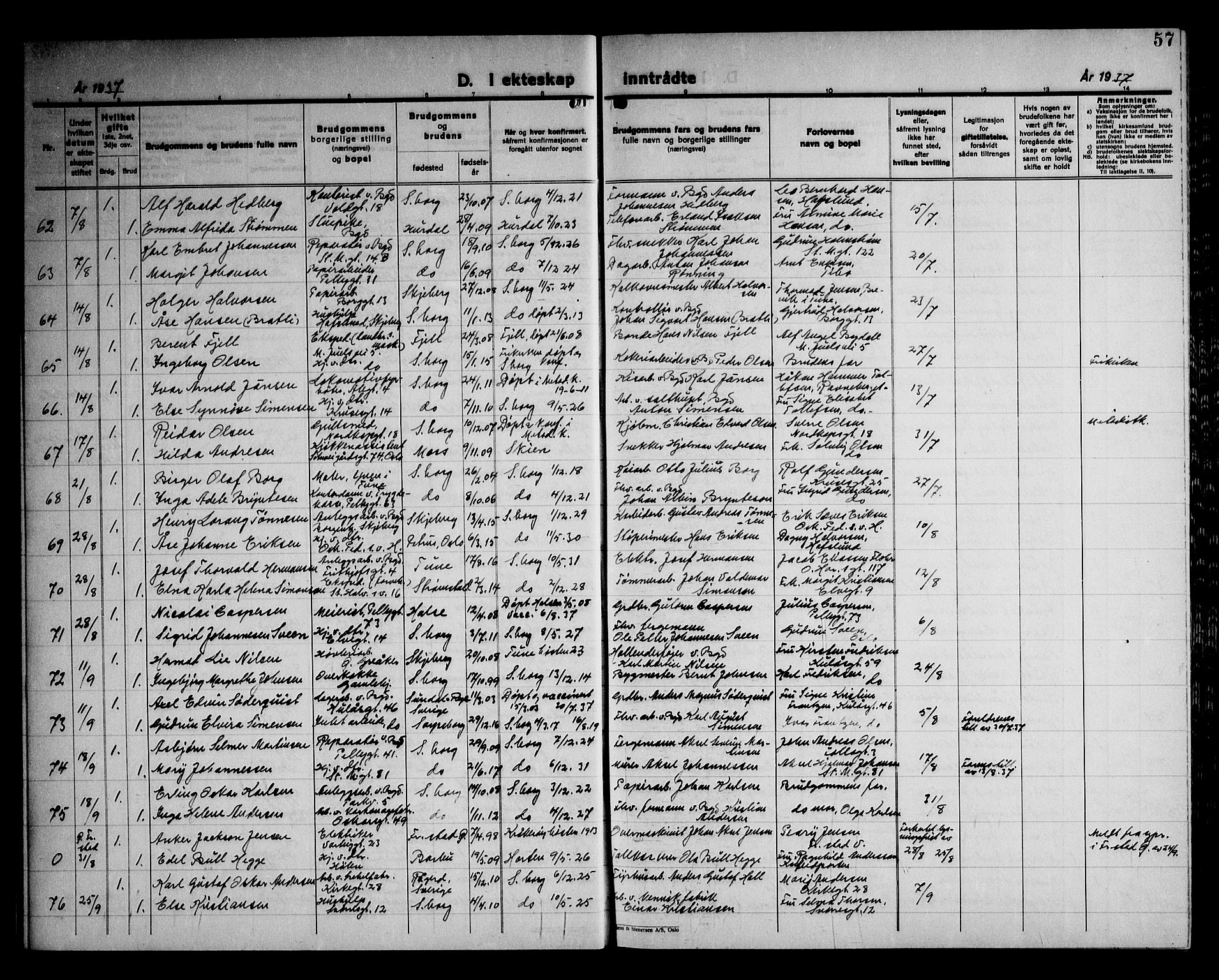 Sarpsborg prestekontor Kirkebøker, AV/SAO-A-2006/G/Ga/L0004: Parish register (copy) no. 4, 1929-1949, p. 57