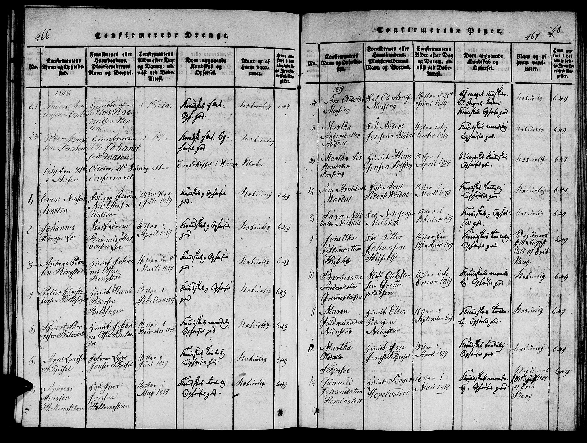 Ministerialprotokoller, klokkerbøker og fødselsregistre - Nord-Trøndelag, SAT/A-1458/714/L0132: Parish register (copy) no. 714C01, 1817-1824, p. 466-467