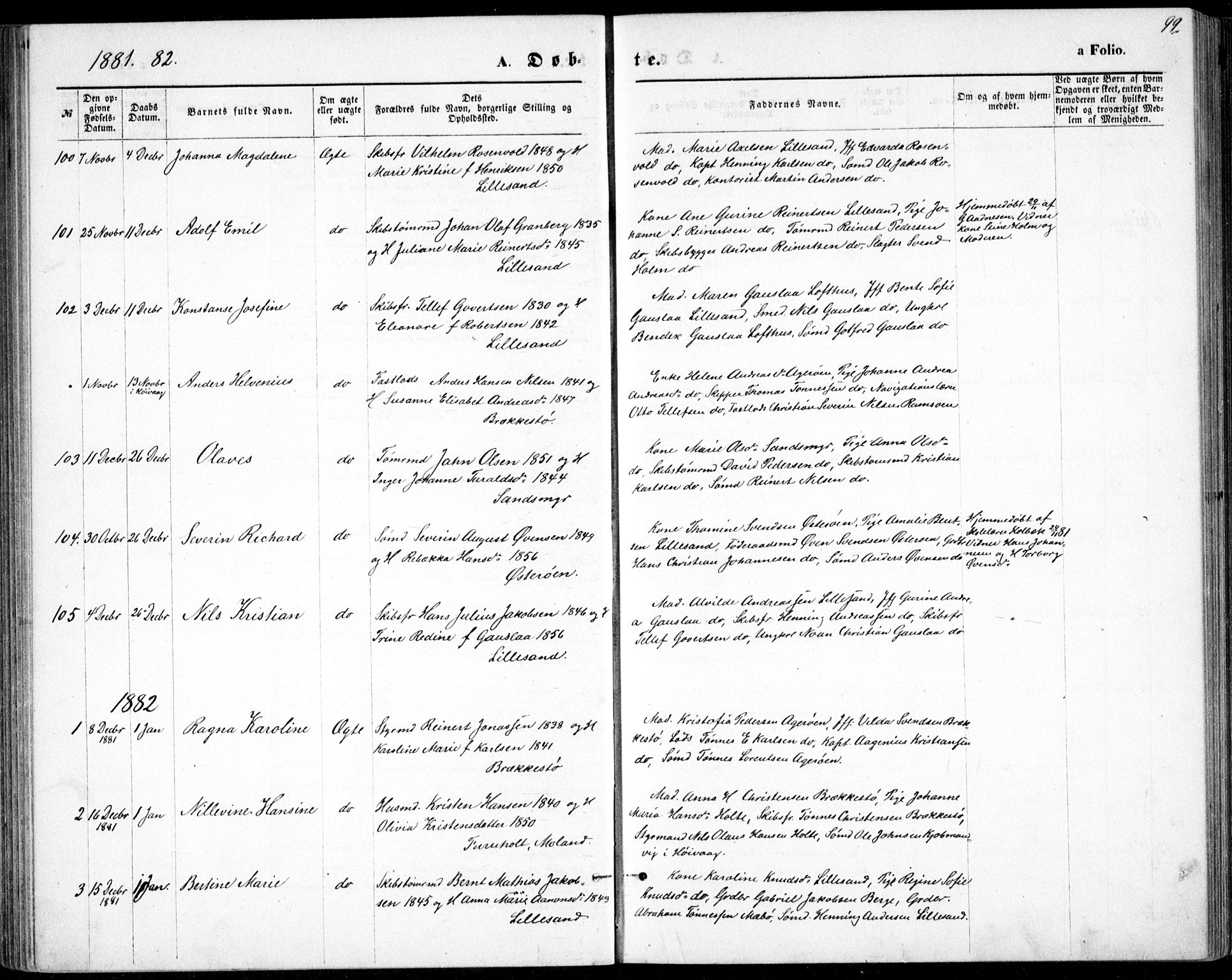 Vestre Moland sokneprestkontor, SAK/1111-0046/F/Fb/Fbb/L0005: Parish register (copy) no. B 5, 1872-1883, p. 99