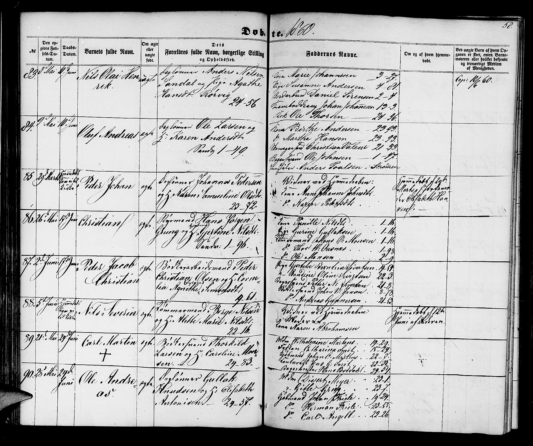 Korskirken sokneprestembete, AV/SAB-A-76101/H/Hab: Parish register (copy) no. B 4, 1858-1863, p. 58
