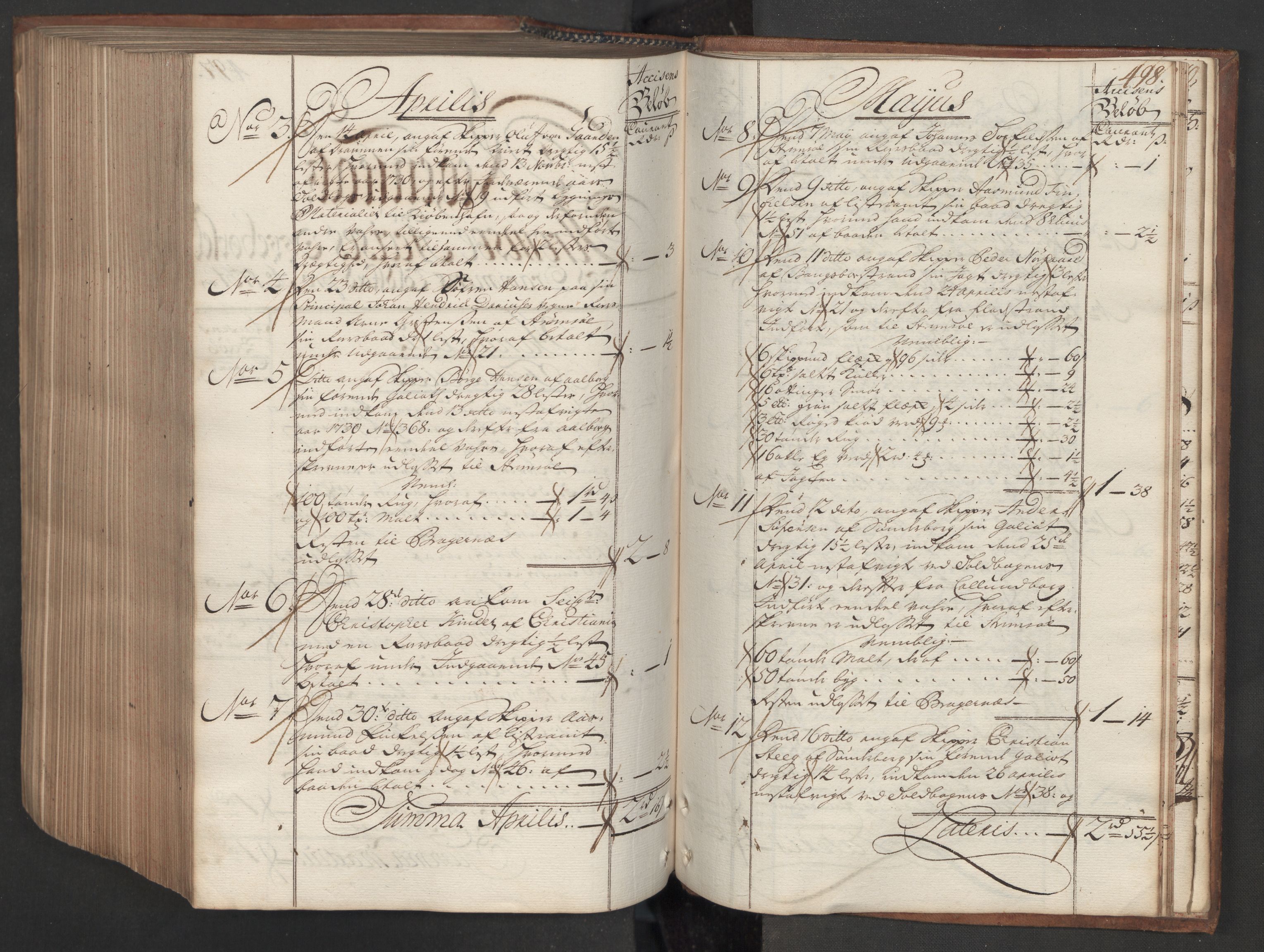 Generaltollkammeret, tollregnskaper, AV/RA-EA-5490/R08/L0009/0001: Tollregnskaper Drammen / Hovedtollbok, 1731, p. 497b-498a