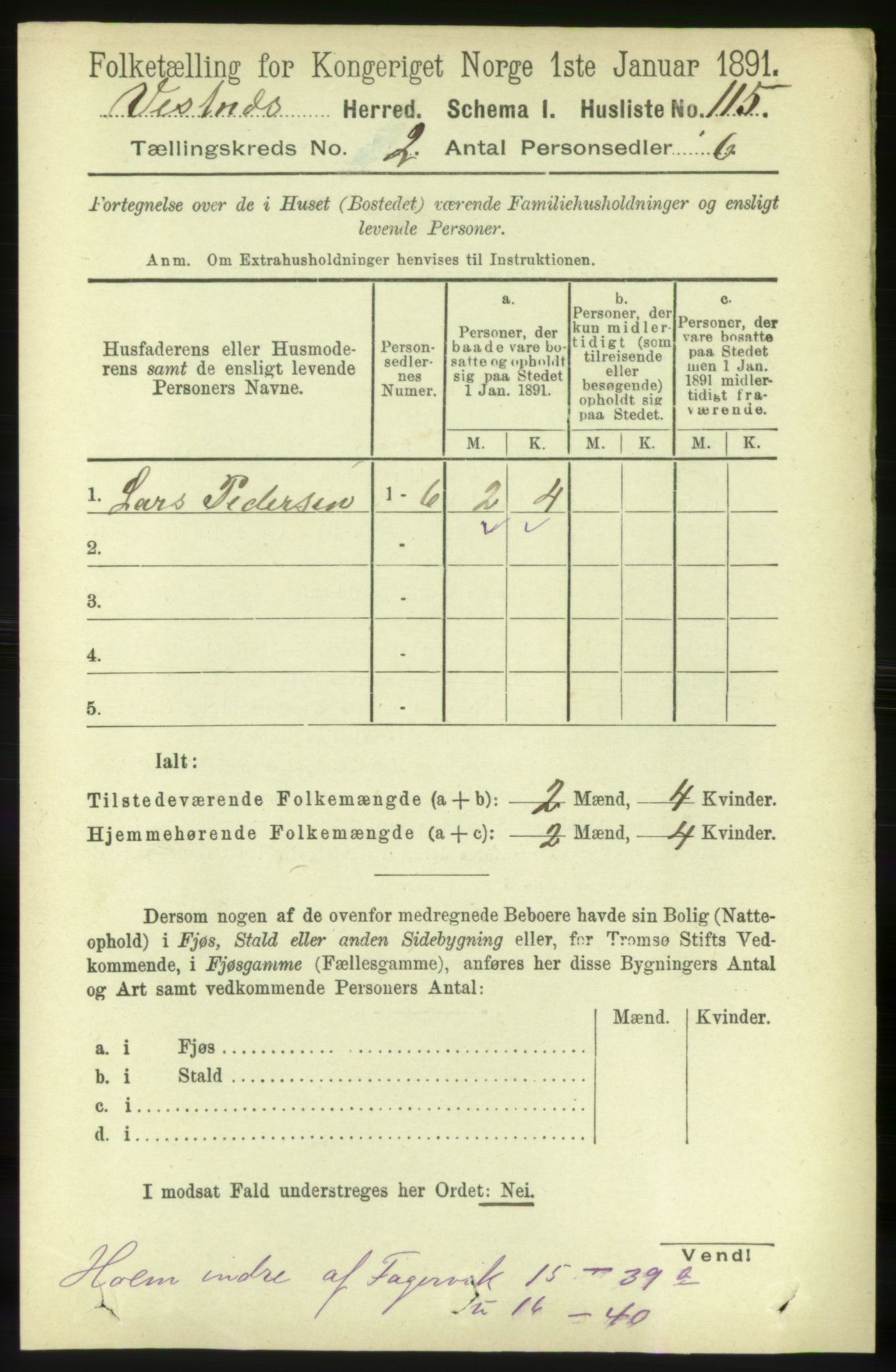 RA, 1891 census for 1535 Vestnes, 1891, p. 428