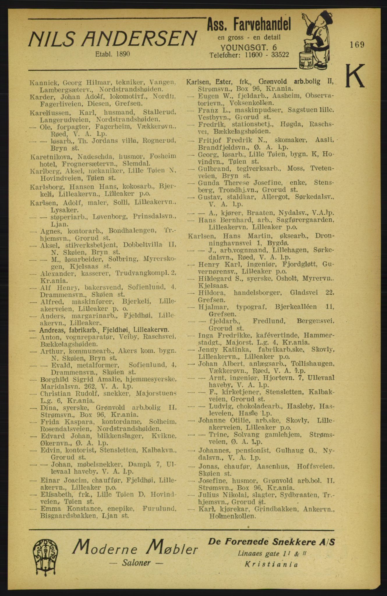 Aker adressebok/adressekalender, PUBL/001/A/002: Akers adressekalender, 1922, p. 169