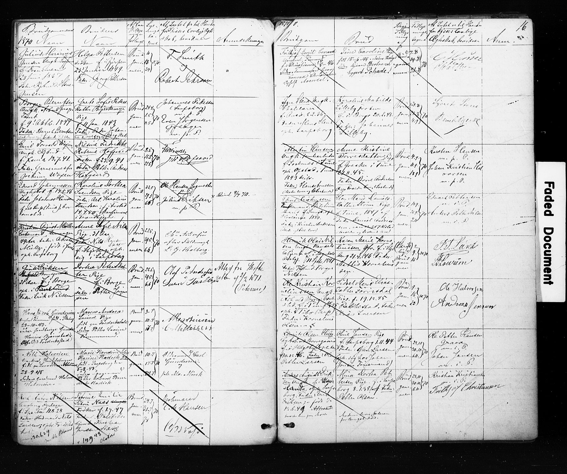 Sarpsborg prestekontor Kirkebøker, SAO/A-2006/H/Ha/L0001: Banns register no. 1, 1859-1904, p. 16