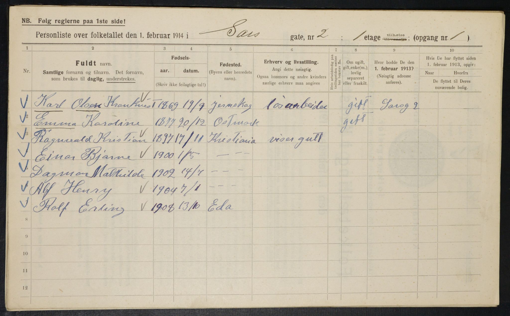 OBA, Municipal Census 1914 for Kristiania, 1914, p. 89059