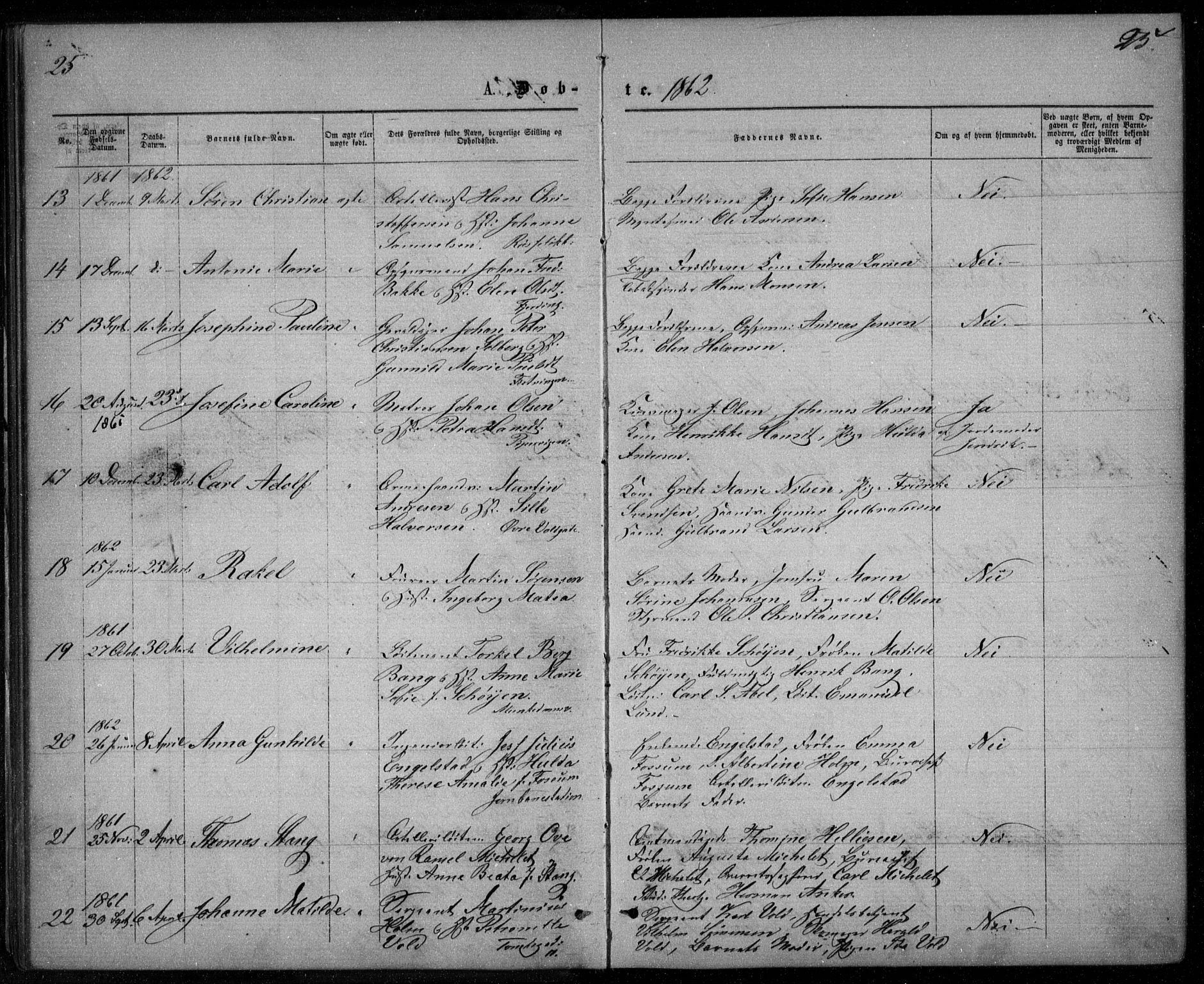 Garnisonsmenigheten Kirkebøker, SAO/A-10846/G/Ga/L0006: Parish register (copy) no. 6, 1860-1880, p. 25