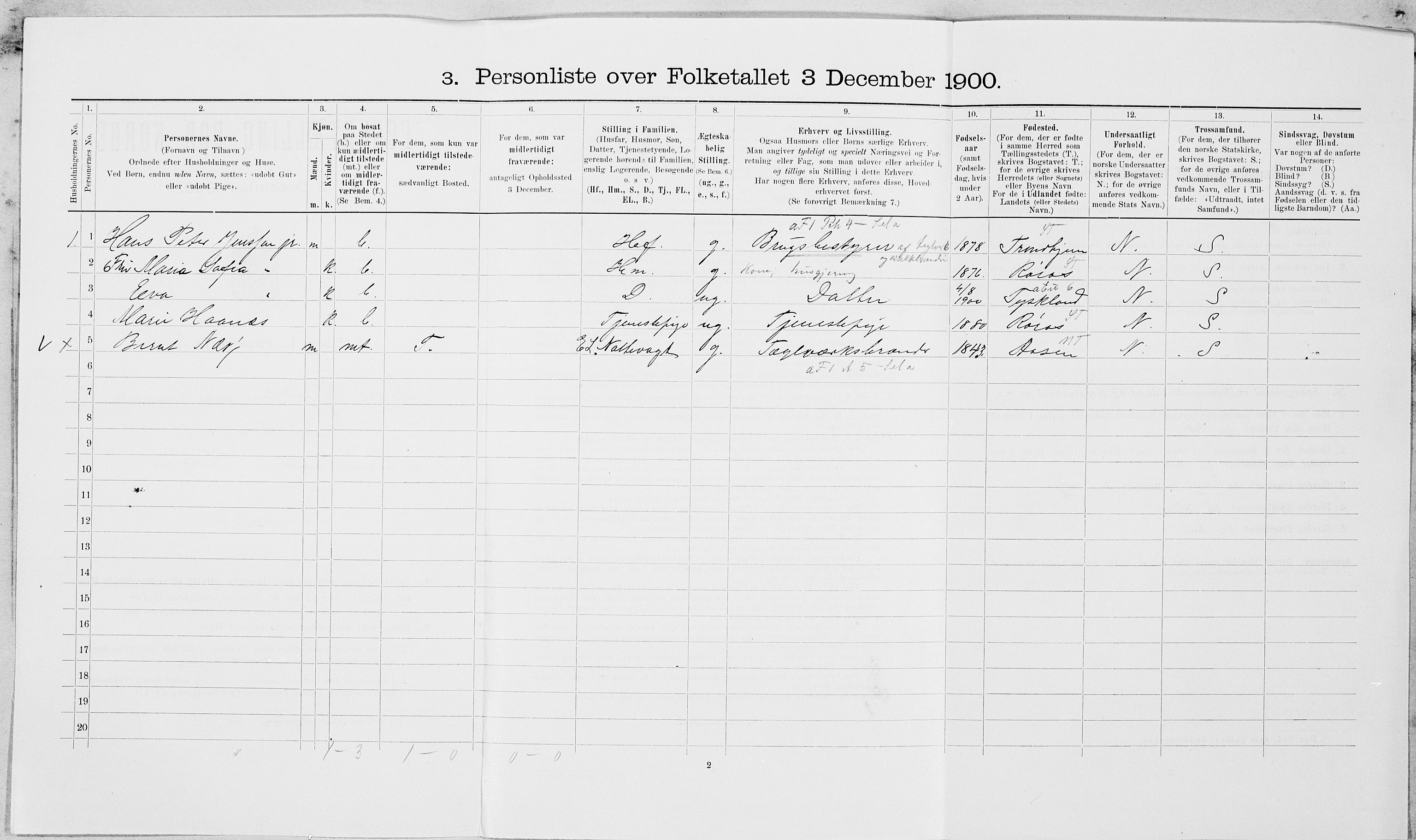 SAT, 1900 census for Nedre Stjørdal, 1900, p. 975