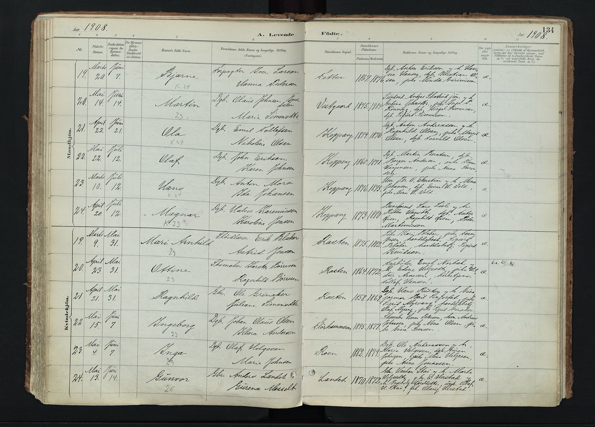 Stor-Elvdal prestekontor, AV/SAH-PREST-052/H/Ha/Haa/L0004: Parish register (official) no. 4, 1890-1922, p. 134