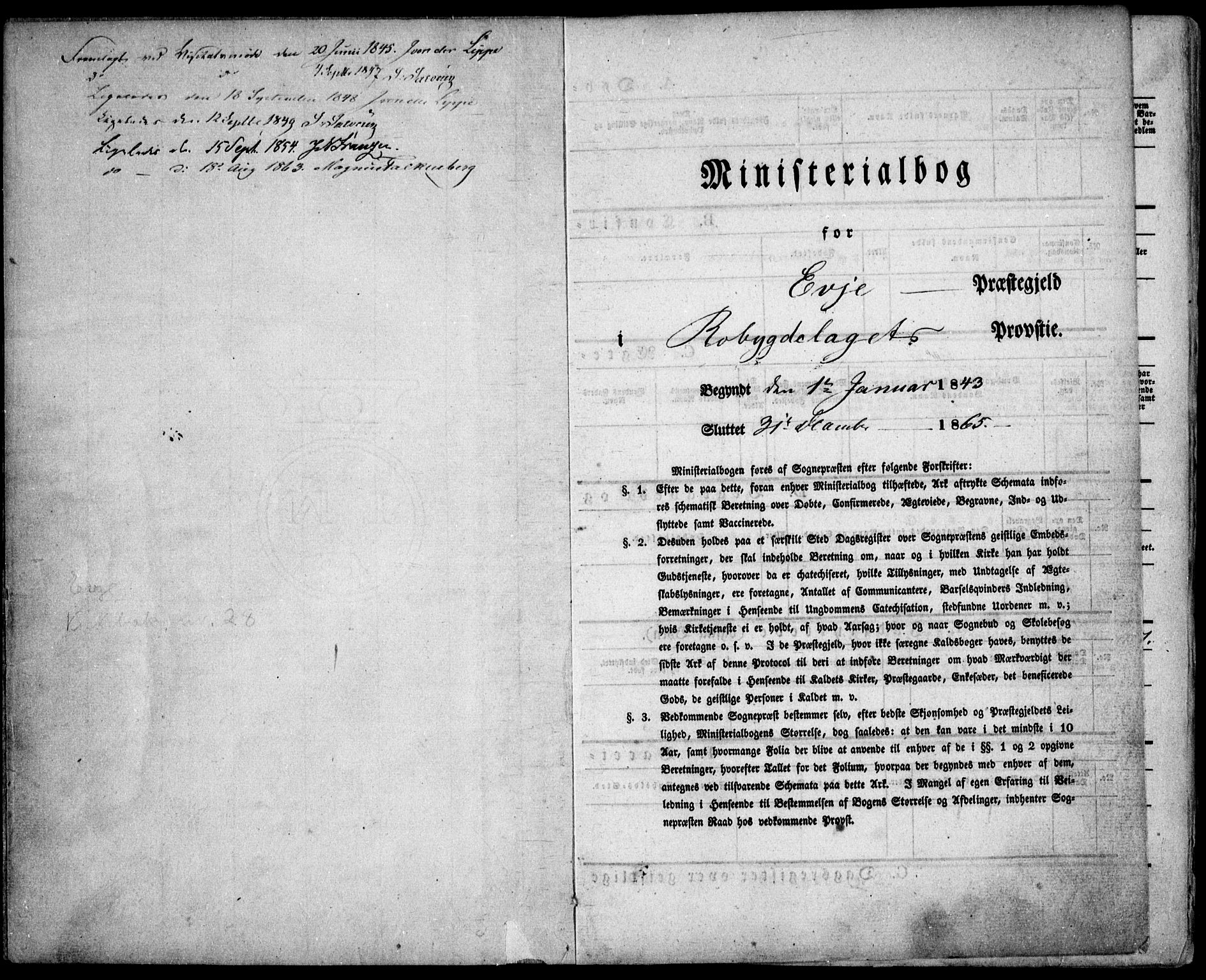 Evje sokneprestkontor, SAK/1111-0008/F/Fa/Faa/L0005: Parish register (official) no. A 5, 1843-1865