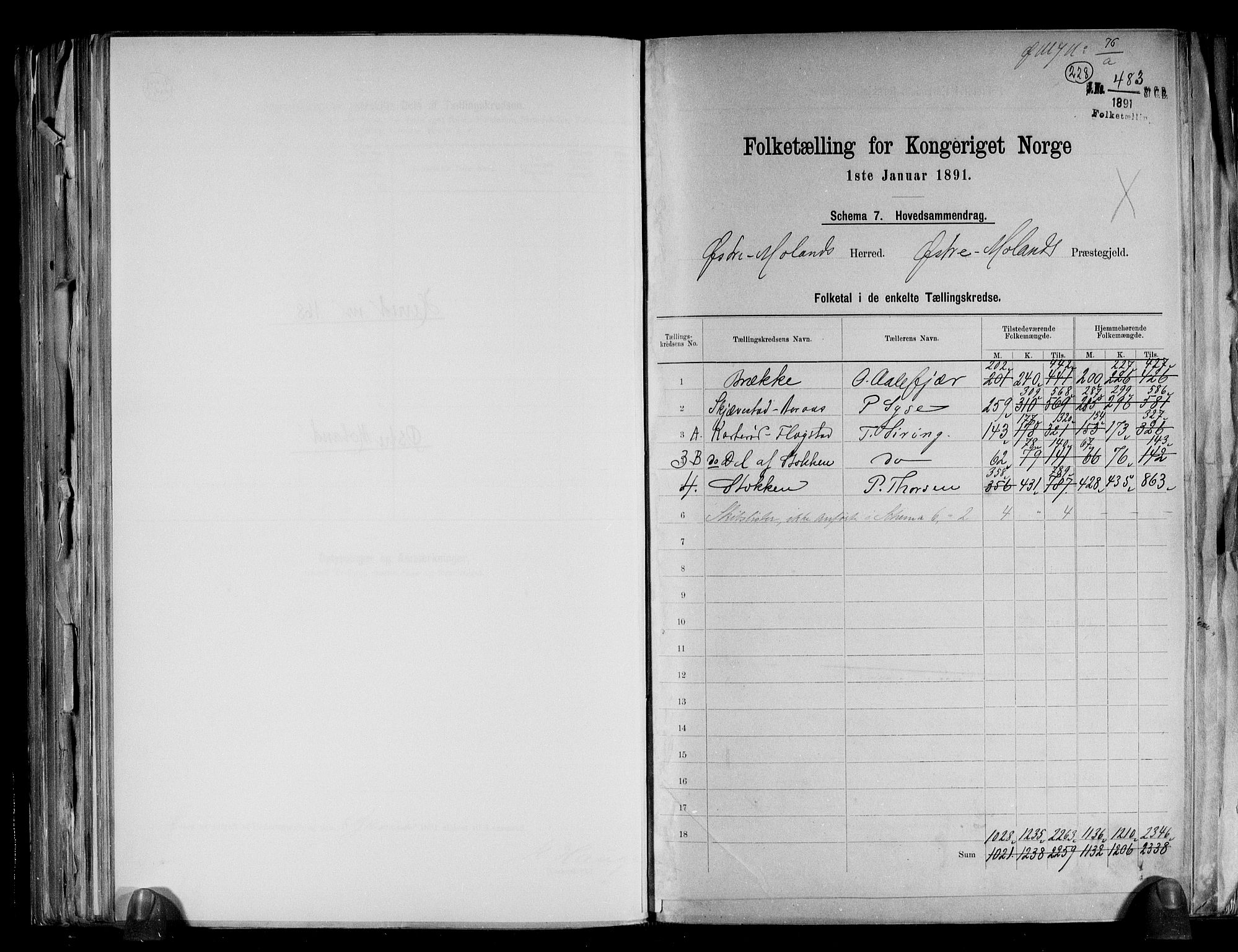 RA, 1891 census for 0918 Austre Moland, 1891, p. 2