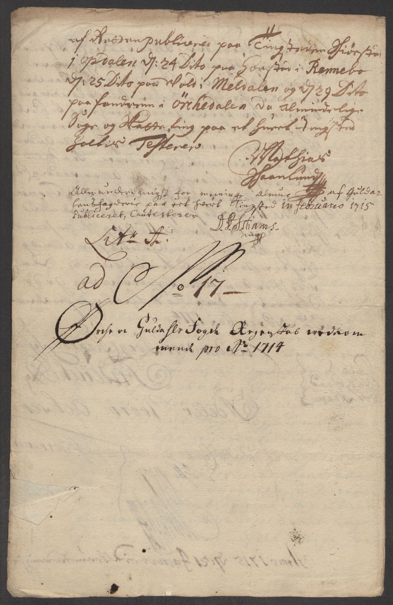 Rentekammeret inntil 1814, Reviderte regnskaper, Fogderegnskap, RA/EA-4092/R60/L3965: Fogderegnskap Orkdal og Gauldal, 1714, p. 160