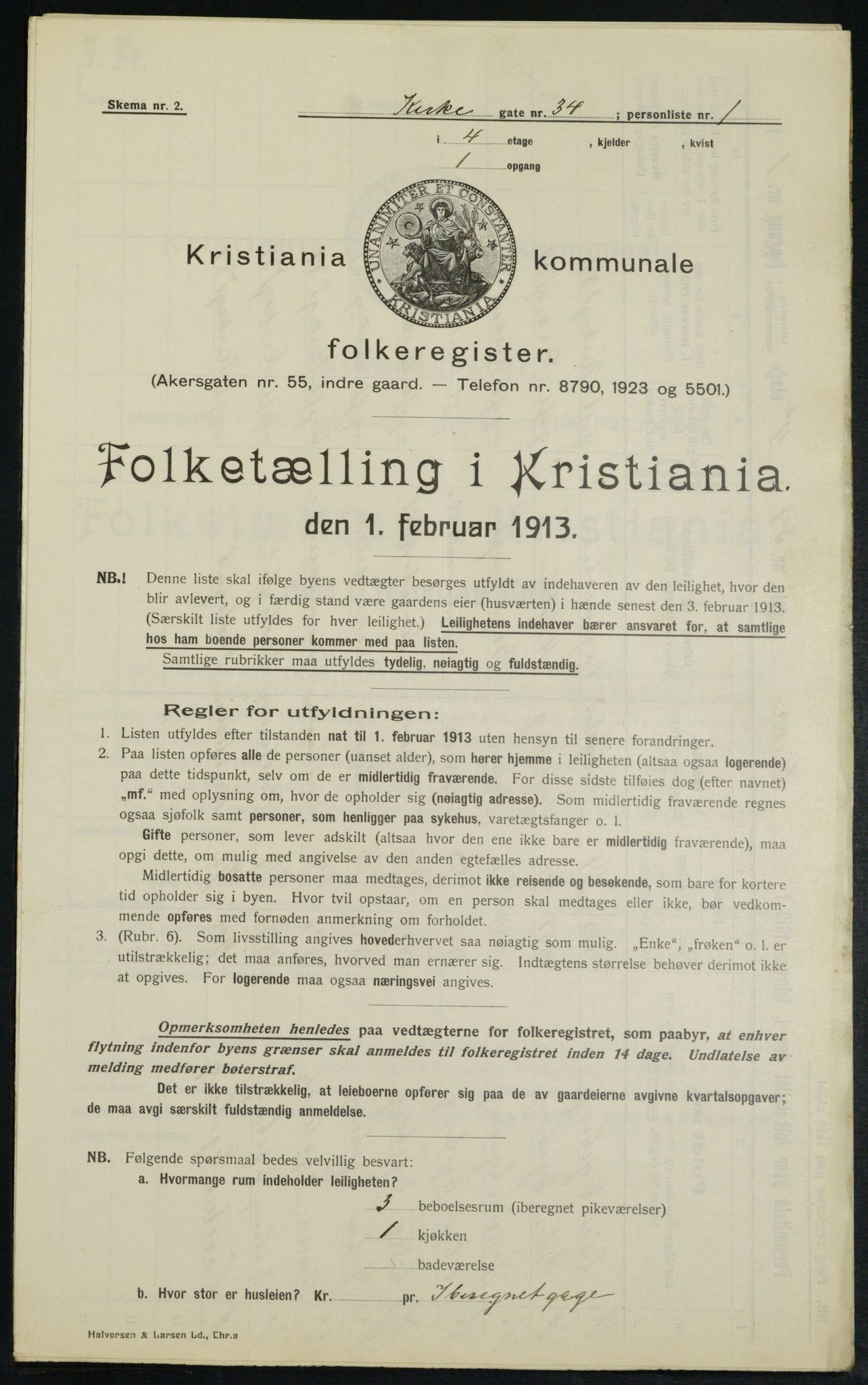 OBA, Municipal Census 1913 for Kristiania, 1913, p. 49726