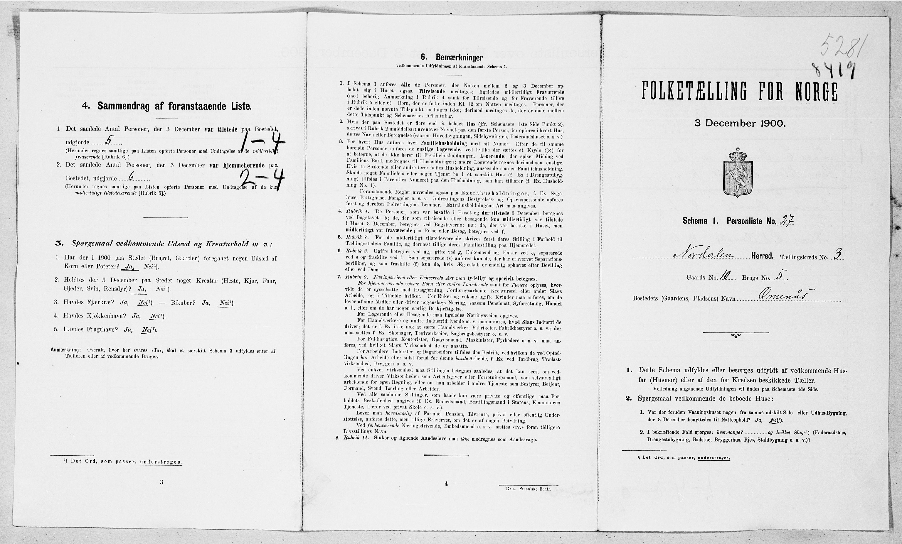 SAT, 1900 census for Norddal, 1900, p. 38