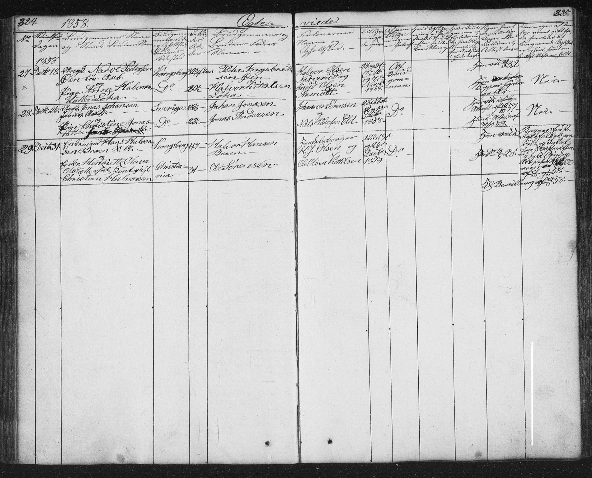 Kongsberg kirkebøker, AV/SAKO-A-22/G/Ga/L0002: Parish register (copy) no. 2, 1839-1858, p. 324-325