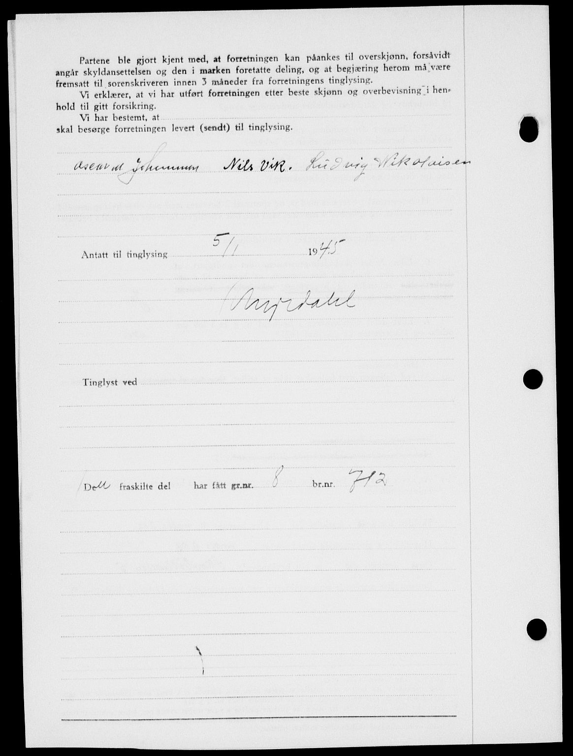 Onsøy sorenskriveri, SAO/A-10474/G/Ga/Gab/L0014: Mortgage book no. II A-14, 1944-1945, Diary no: : 17/1945