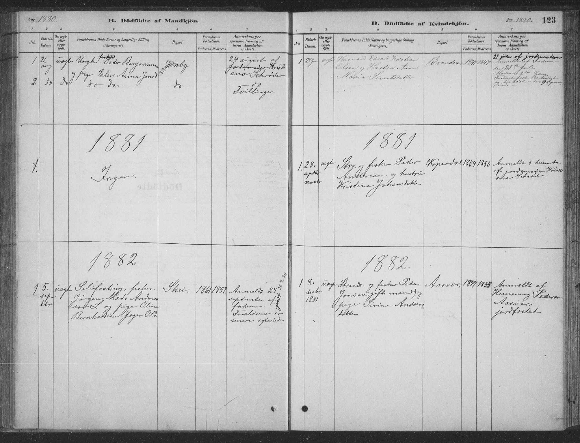 Ministerialprotokoller, klokkerbøker og fødselsregistre - Nordland, SAT/A-1459/835/L0532: Parish register (copy) no. 835C04, 1880-1905, p. 123