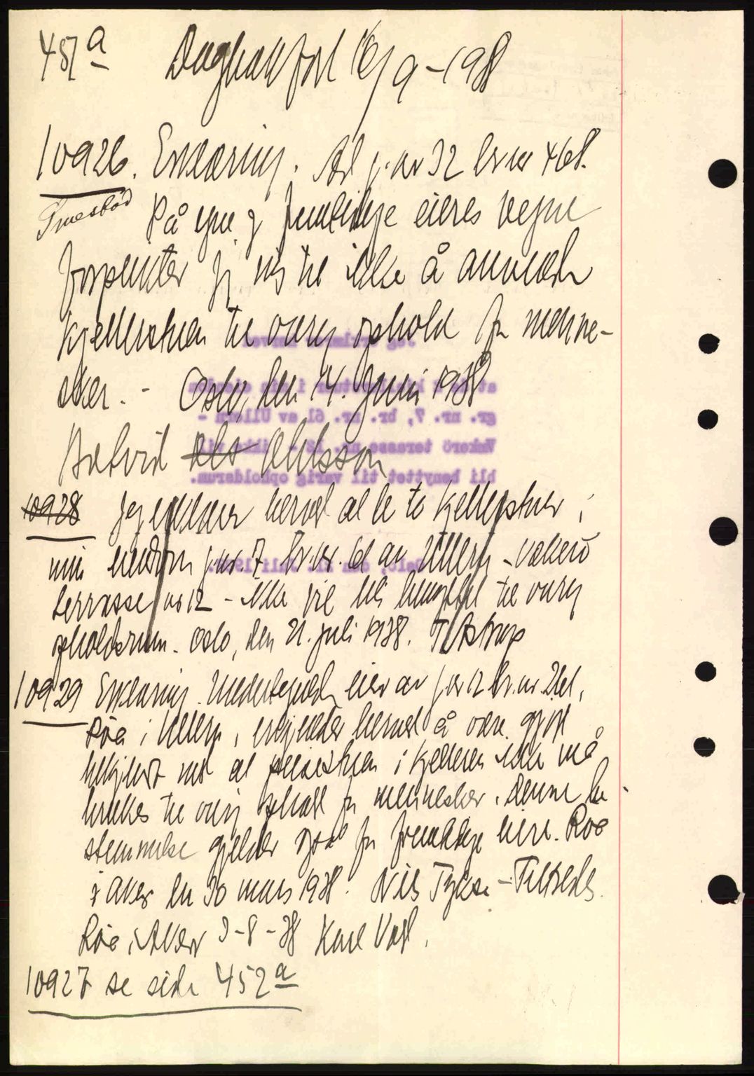 Aker herredsskriveri, SAO/A-10896/G/Gb/Gba/Gbab/L0025: Mortgage book no. A154-155, 1938-1938, Diary no: : 10926/1938