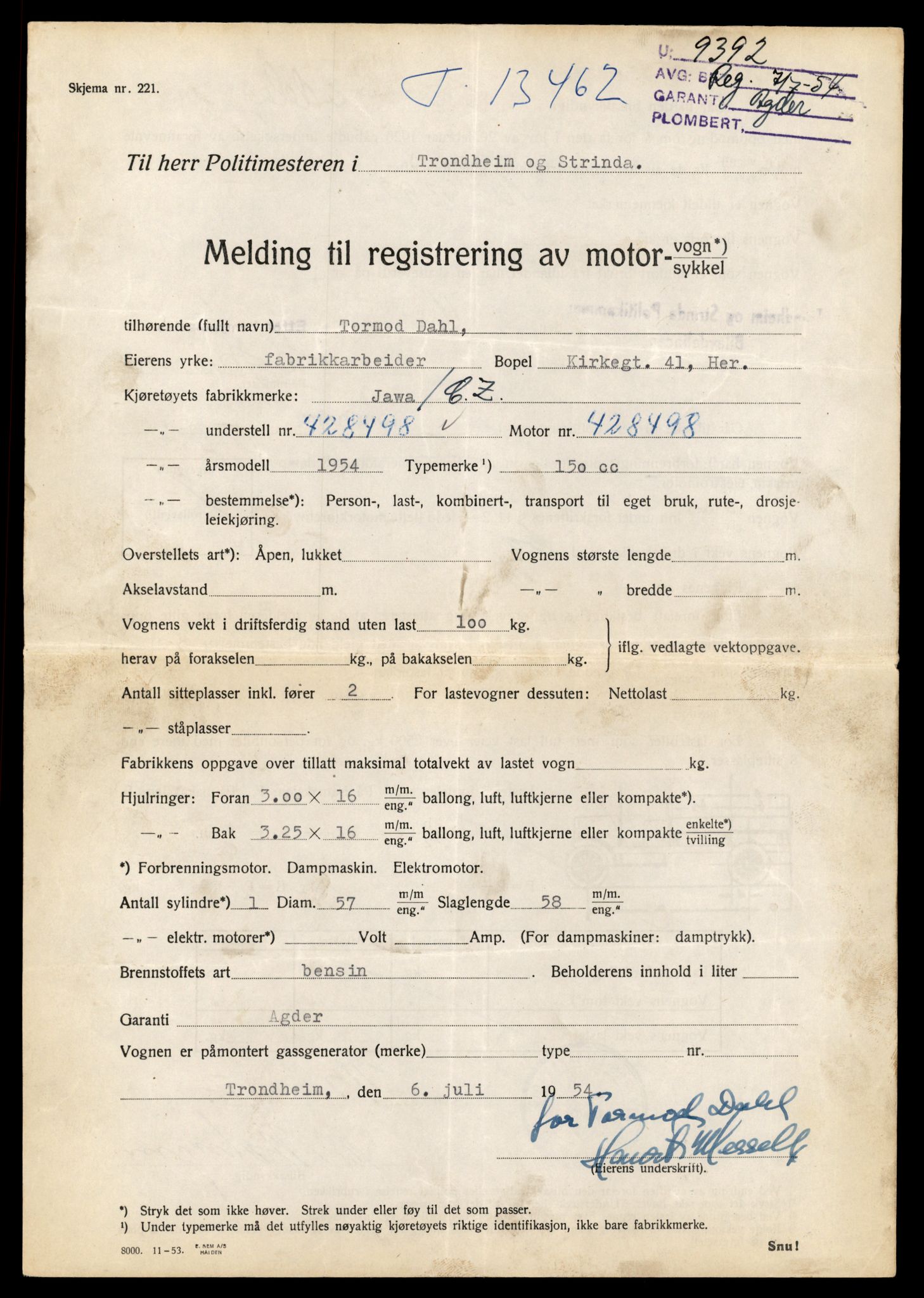 Møre og Romsdal vegkontor - Ålesund trafikkstasjon, AV/SAT-A-4099/F/Fe/L0039: Registreringskort for kjøretøy T 13361 - T 13530, 1927-1998, p. 1771