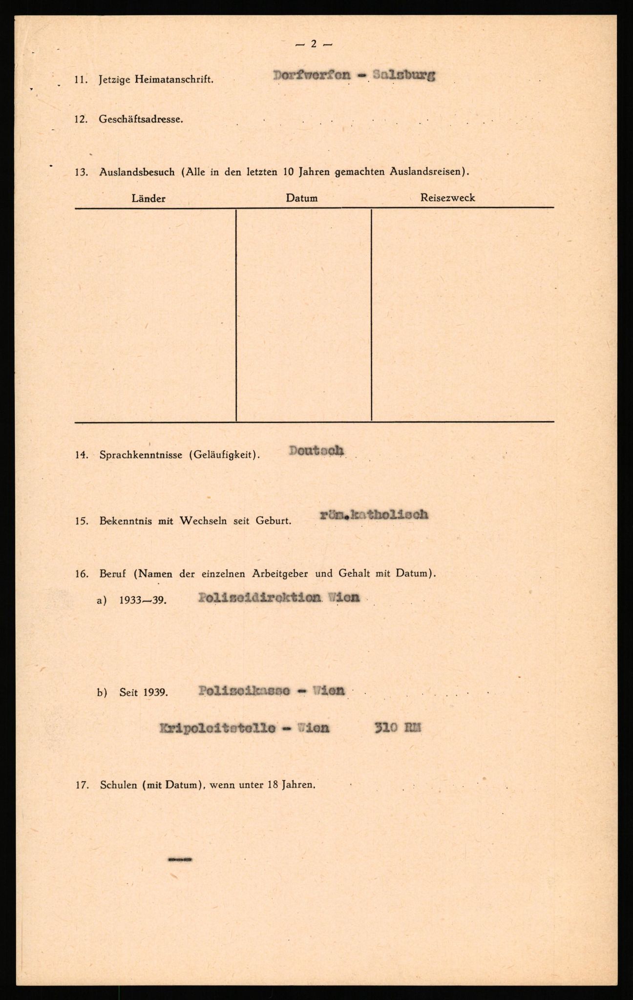 Forsvaret, Forsvarets overkommando II, AV/RA-RAFA-3915/D/Db/L0040: CI Questionaires. Tyske okkupasjonsstyrker i Norge. Østerrikere., 1945-1946, p. 29