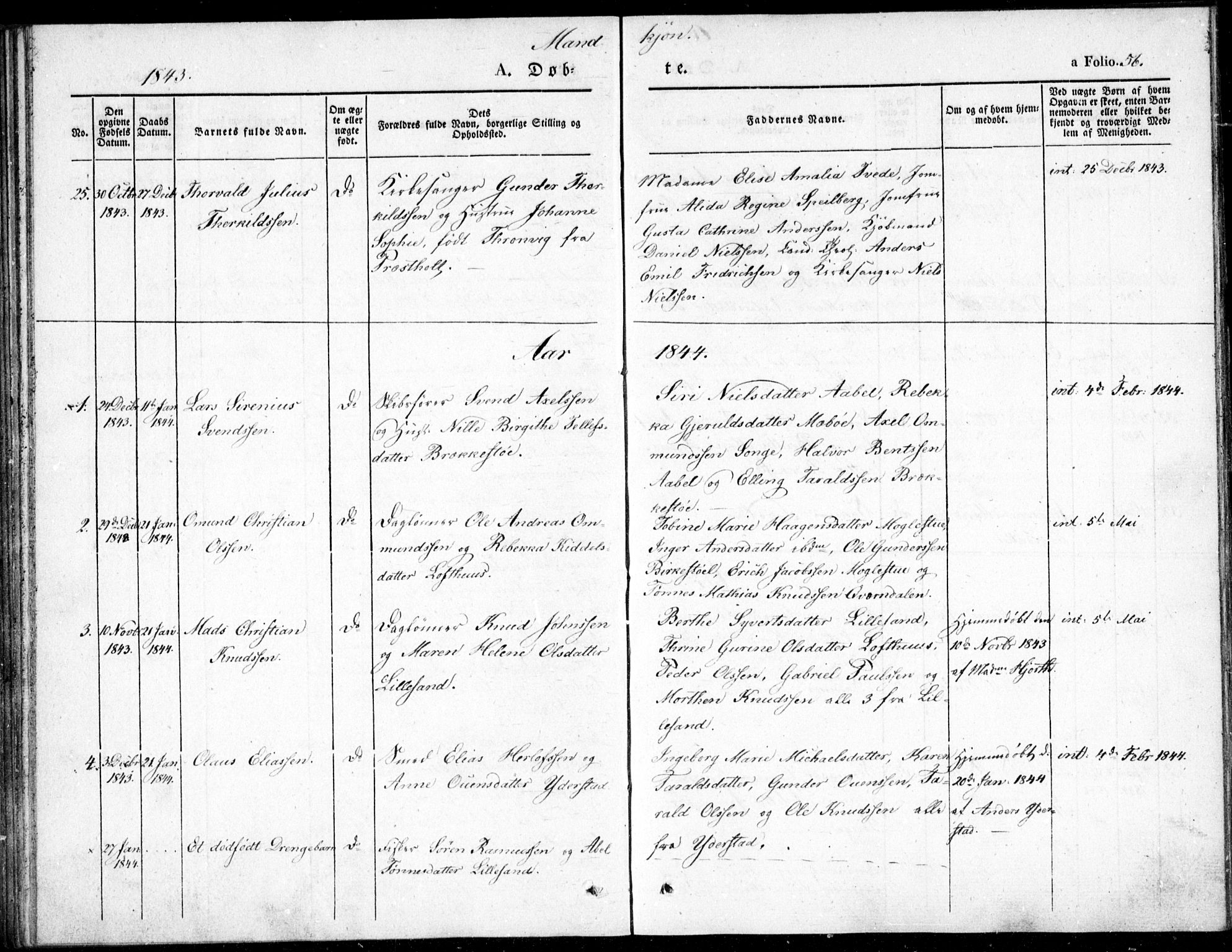 Vestre Moland sokneprestkontor, SAK/1111-0046/F/Fb/Fbb/L0002: Parish register (copy) no. B 2, 1836-1851, p. 56