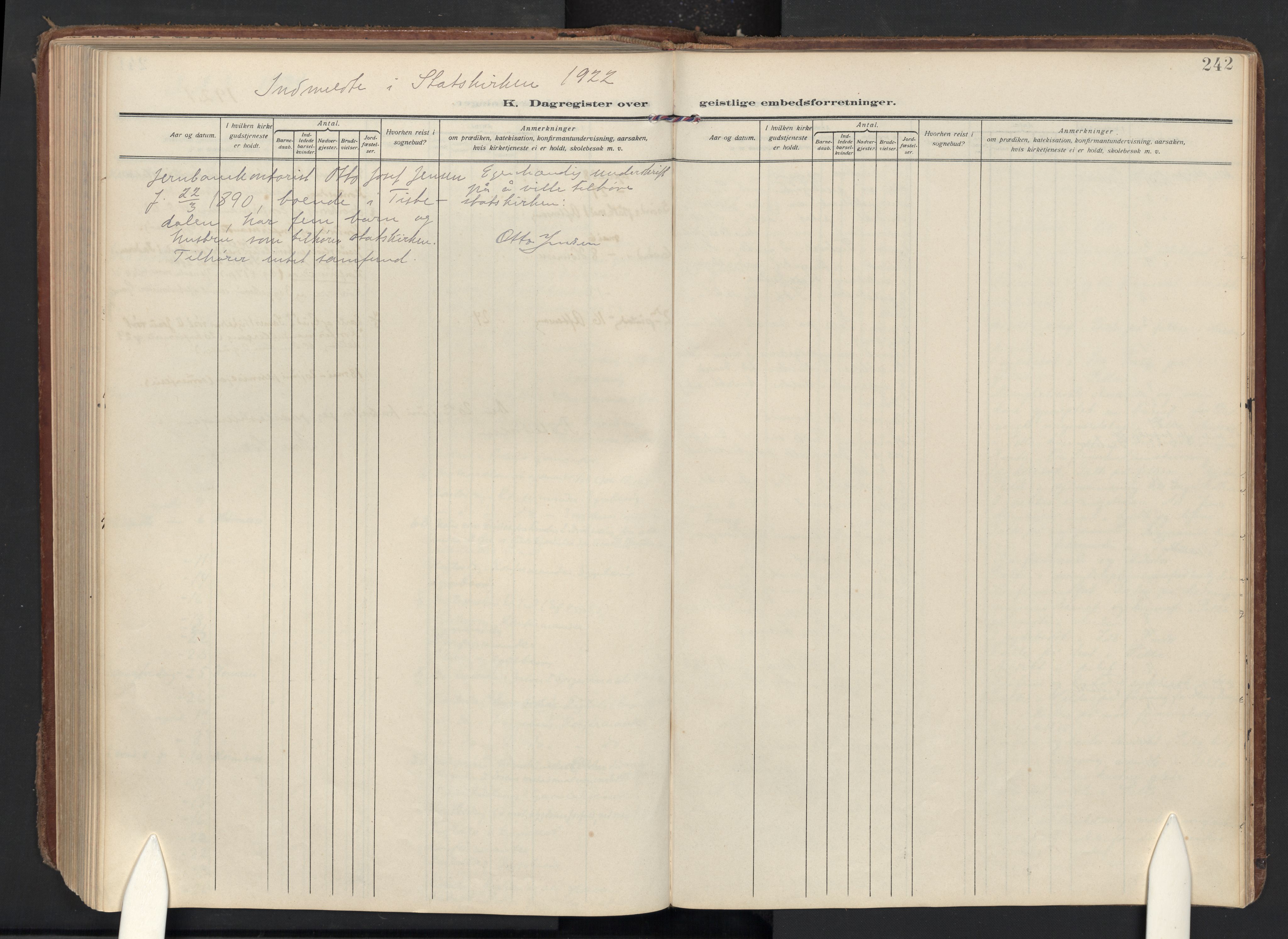 Halden prestekontor Kirkebøker, AV/SAO-A-10909/F/Fc/L0002: Parish register (official) no. III 2, 1909-1945, p. 242