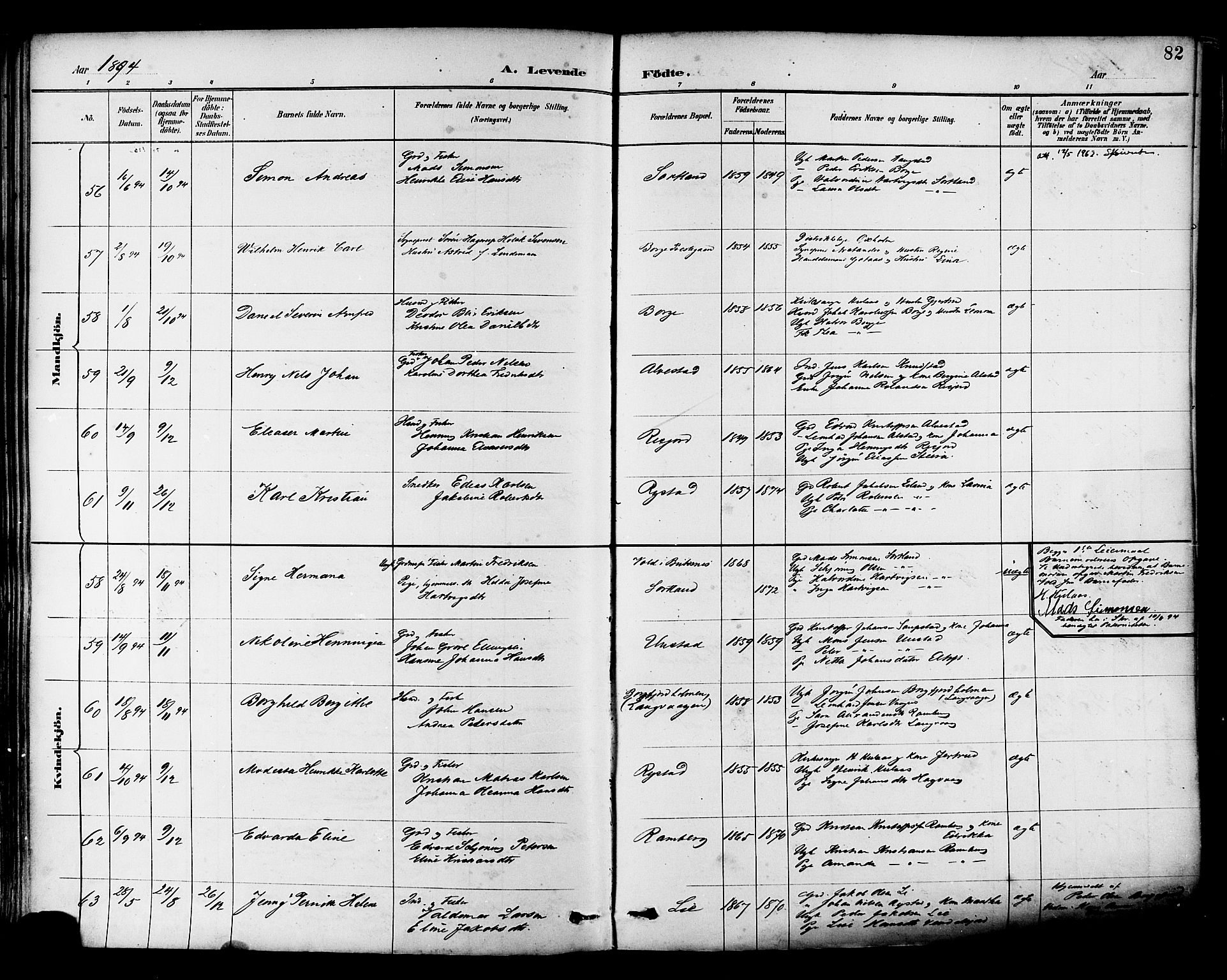 Ministerialprotokoller, klokkerbøker og fødselsregistre - Nordland, AV/SAT-A-1459/880/L1133: Parish register (official) no. 880A07, 1888-1898, p. 82