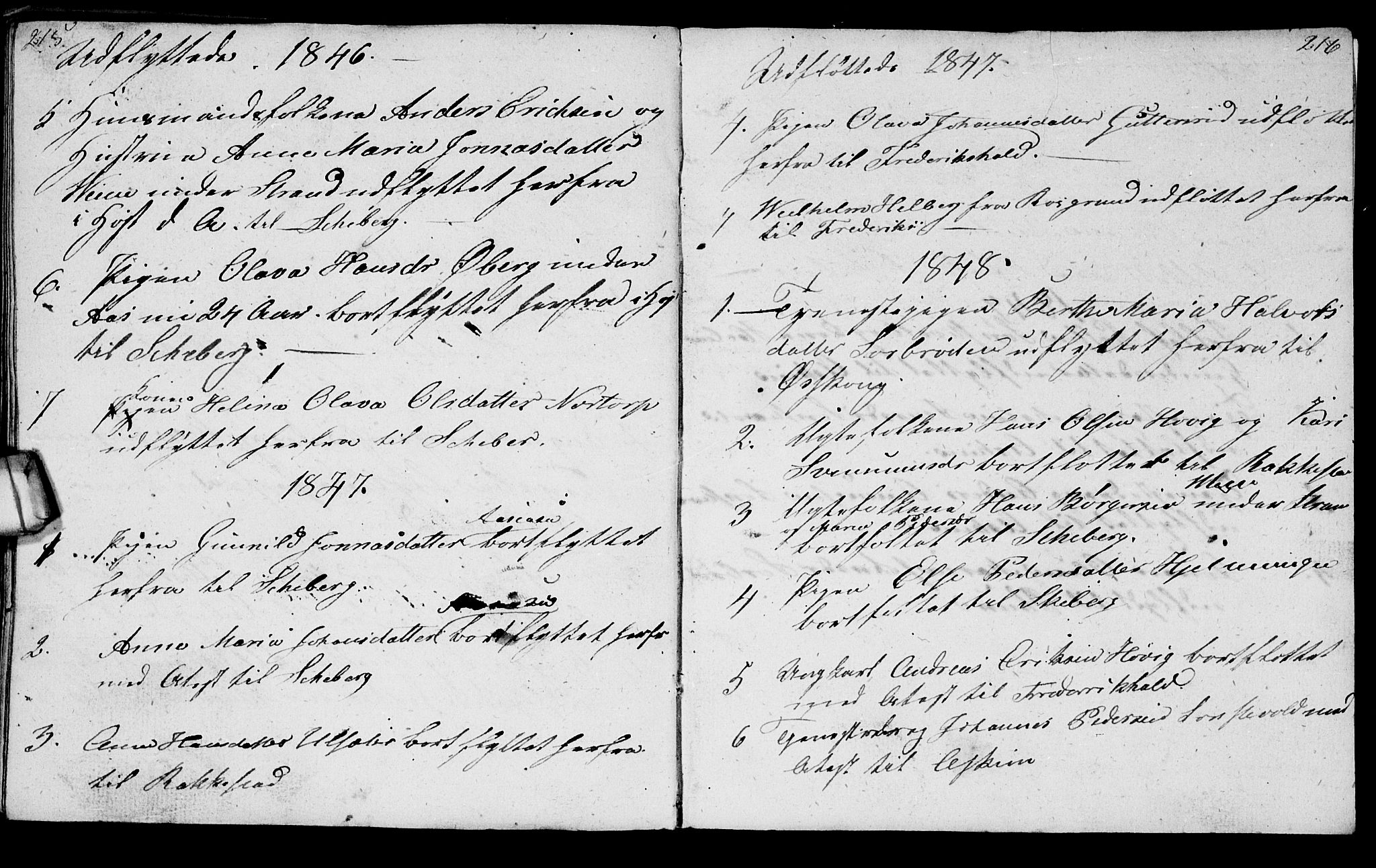 Berg prestekontor Kirkebøker, AV/SAO-A-10902/G/Gc/L0001: Parish register (copy) no. III 1, 1844-1855, p. 215-216