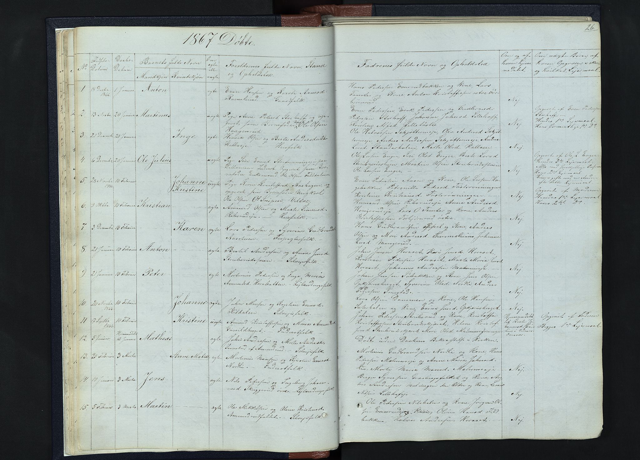 Romedal prestekontor, SAH/PREST-004/L/L0010: Parish register (copy) no. 10, 1860-1895, p. 26