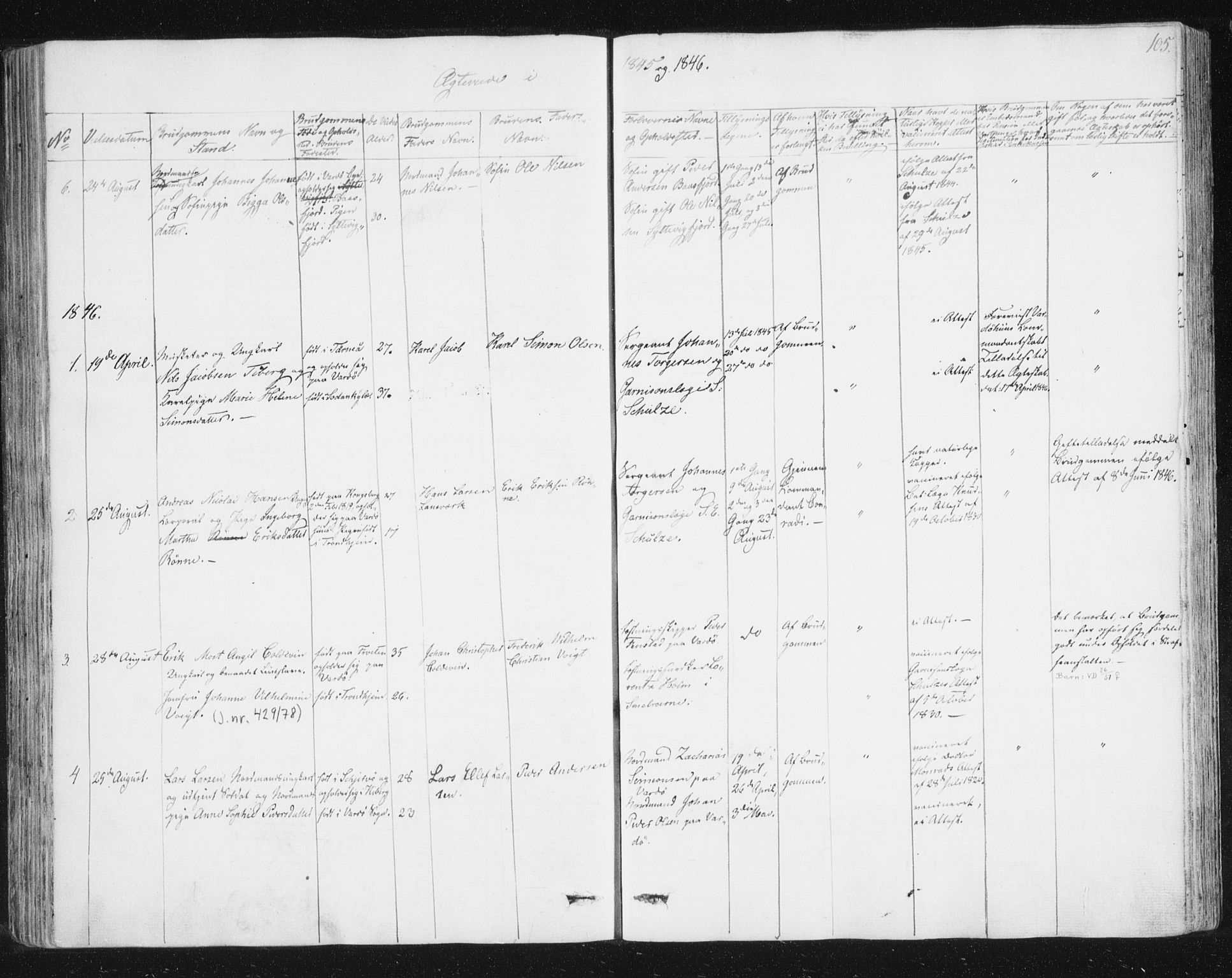 Vardø sokneprestkontor, SATØ/S-1332/H/Ha/L0003kirke: Parish register (official) no. 3, 1843-1861, p. 105