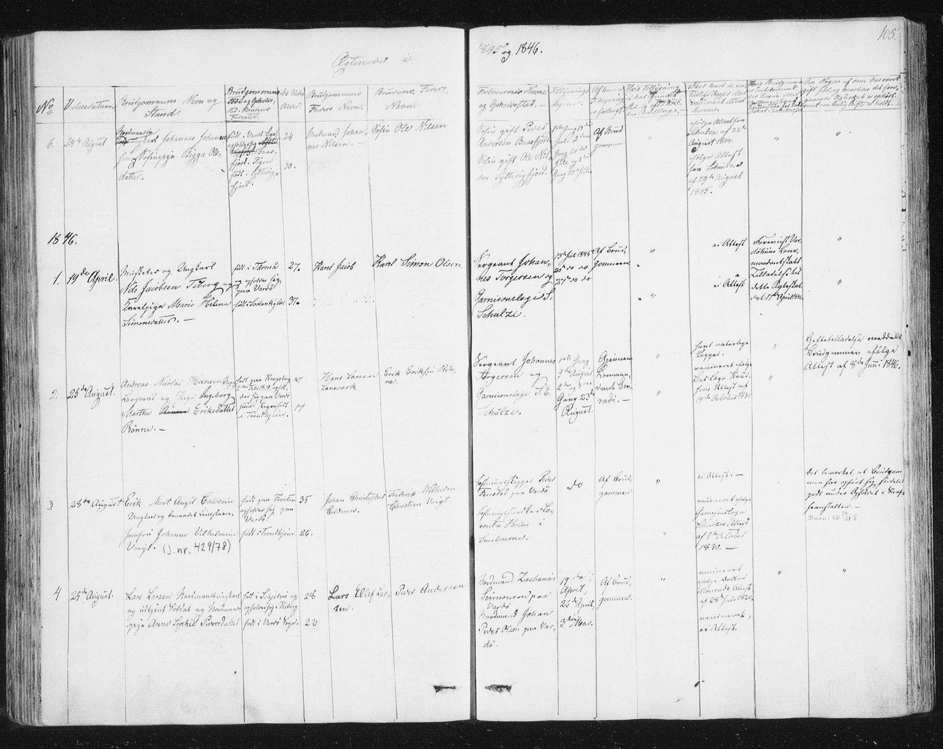 Vardø sokneprestkontor, AV/SATØ-S-1332/H/Ha/L0003kirke: Parish register (official) no. 3, 1843-1861, p. 105