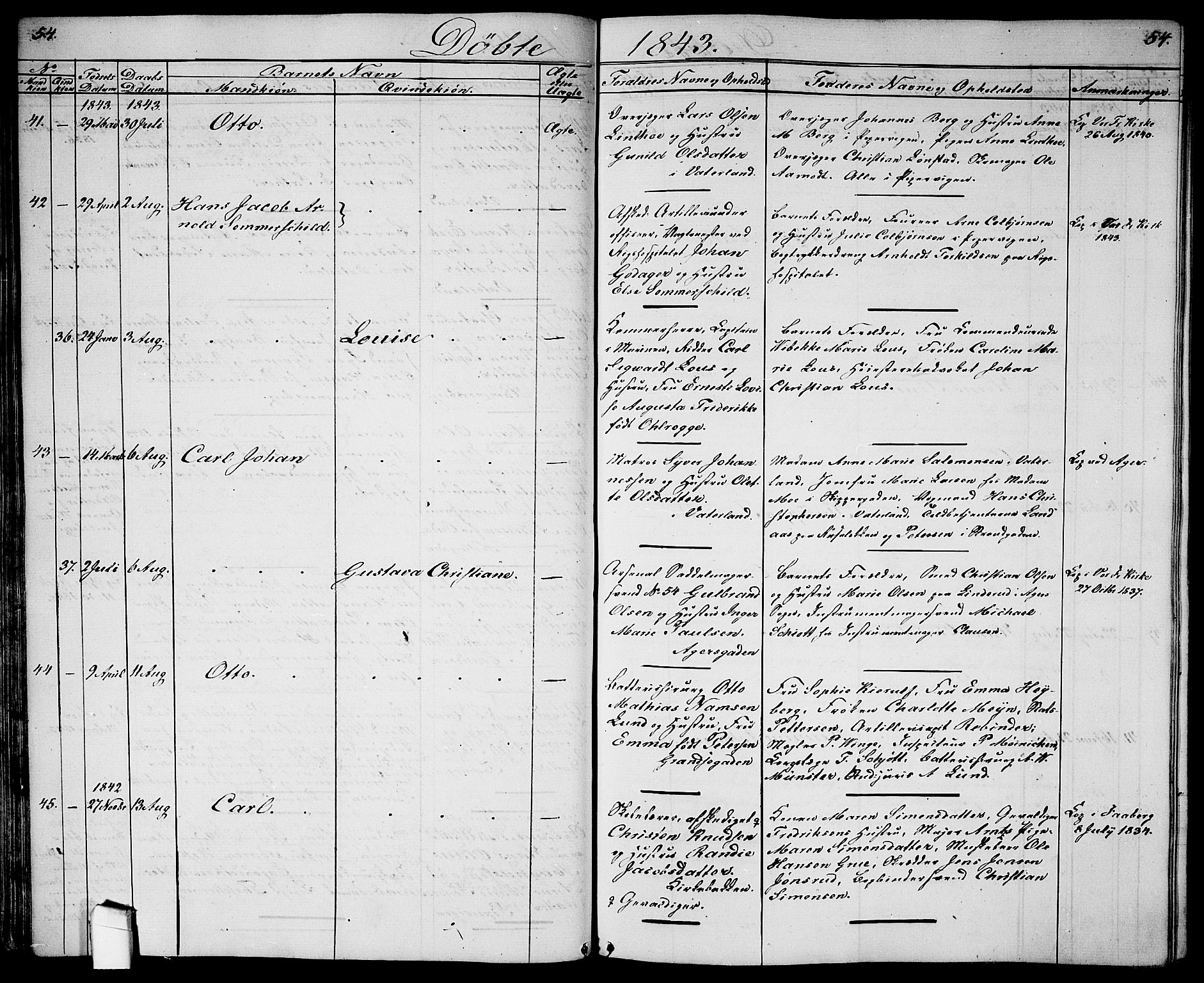 Garnisonsmenigheten Kirkebøker, SAO/A-10846/G/Ga/L0005: Parish register (copy) no. 5, 1841-1860, p. 54