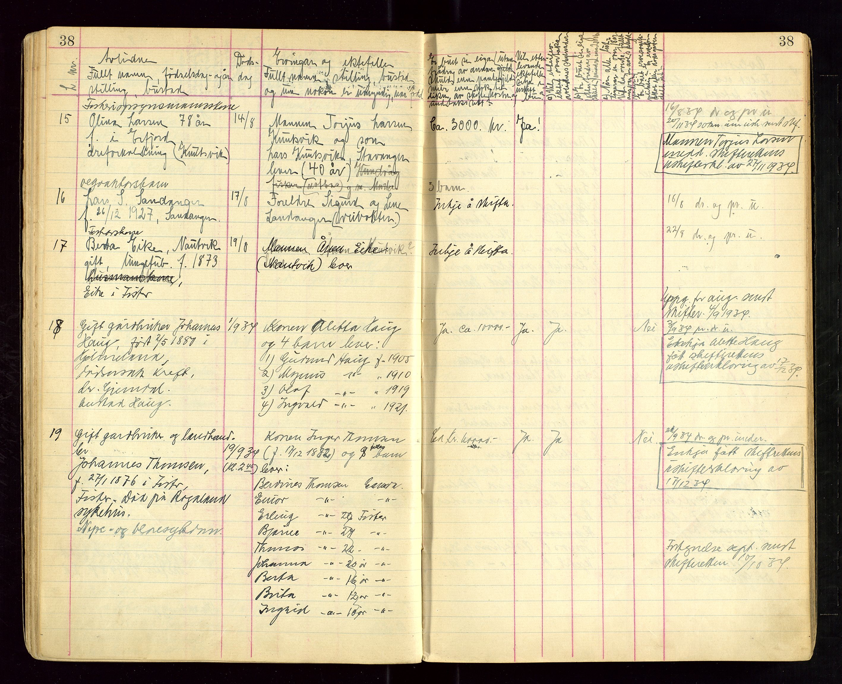 Hjelmeland lensmannskontor, AV/SAST-A-100439/Ggb/L0004: "Dødsprotokoll (dødsanmeldelsesbok)", 1929-1950, p. 38