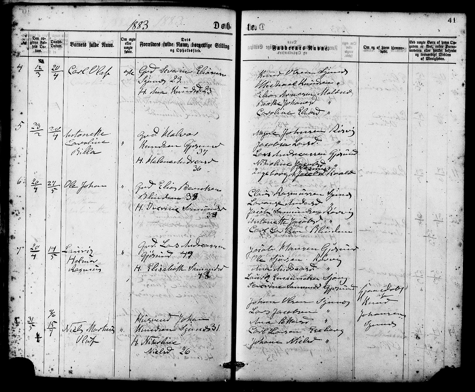 Ministerialprotokoller, klokkerbøker og fødselsregistre - Møre og Romsdal, AV/SAT-A-1454/537/L0519: Parish register (official) no. 537A03, 1876-1889, p. 41