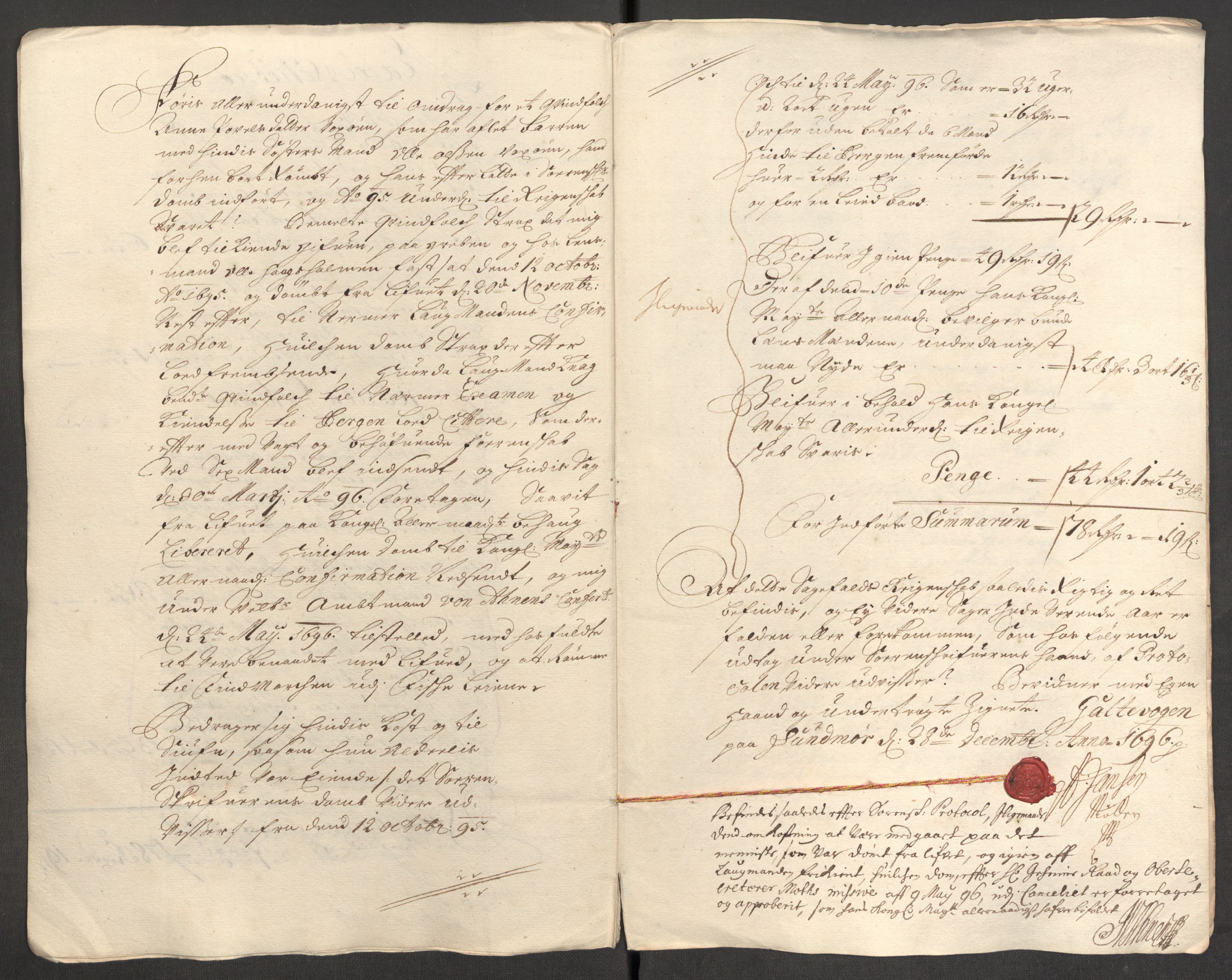 Rentekammeret inntil 1814, Reviderte regnskaper, Fogderegnskap, AV/RA-EA-4092/R54/L3556: Fogderegnskap Sunnmøre, 1696-1698, p. 134